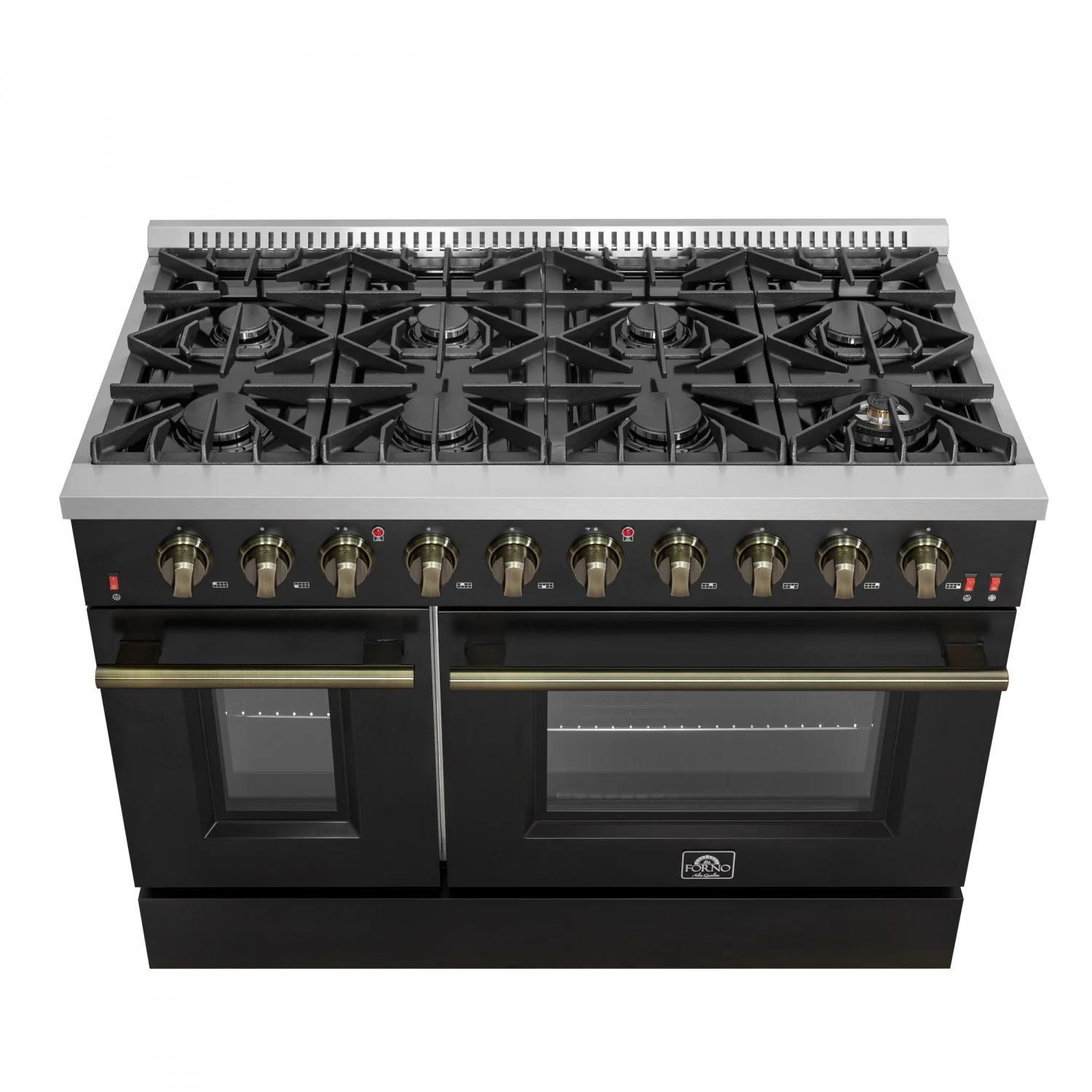 Forno Galiano 48" Black Freestanding Double Oven Gas Range (6.58 Cu. Ft.) - FFSGS6244-48BLK - Image 3