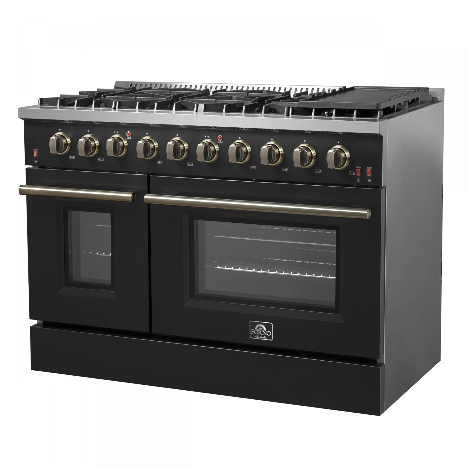 Forno Galiano 48" Black Freestanding Double Oven Gas Range (6.58 Cu. Ft.) - FFSGS6244-48BLK - Image 6