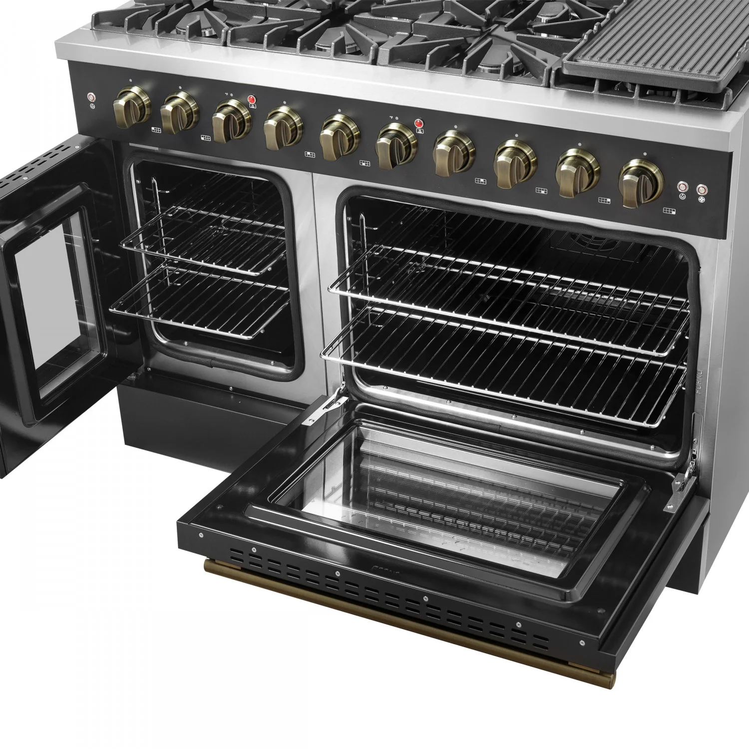 Forno Galiano 48" Black Freestanding Double Oven Gas Range (6.58 Cu. Ft.) - FFSGS6444-48BLK - Image 11