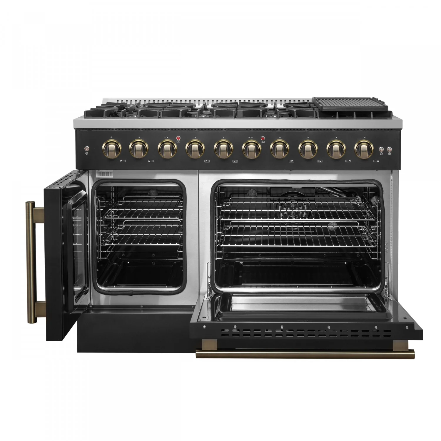 Forno Galiano 48" Black Freestanding Double Oven Gas Range (6.58 Cu. Ft.) - FFSGS6444-48BLK - Image 14