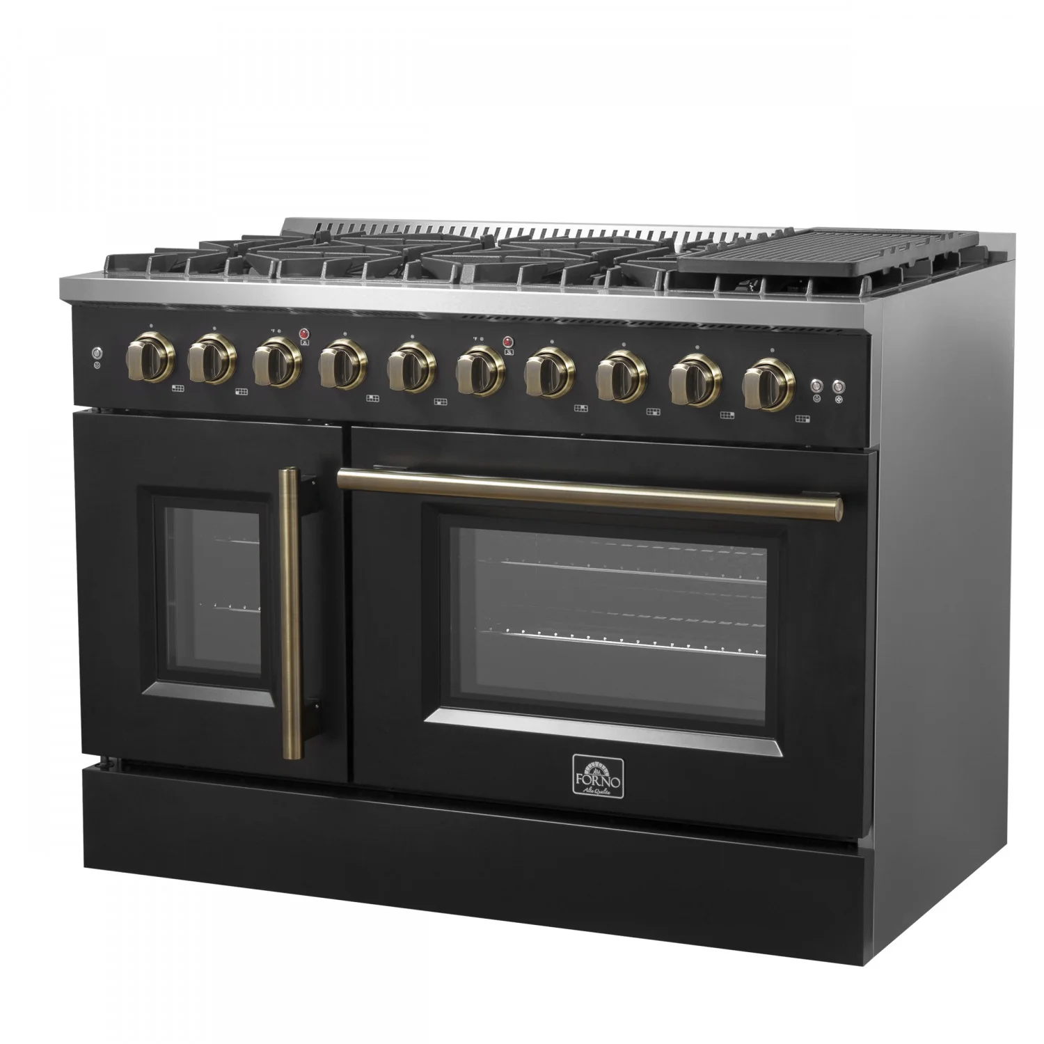 Forno Galiano 48" Black Freestanding Double Oven Gas Range (6.58 Cu. Ft.) - FFSGS6444-48BLK - Image 7