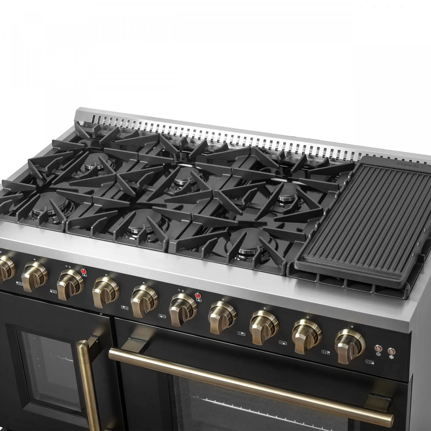Forno Galiano 48" Black Freestanding Double Oven Gas Range (6.58 Cu. Ft.) - FFSGS6444-48BLK - Image 9