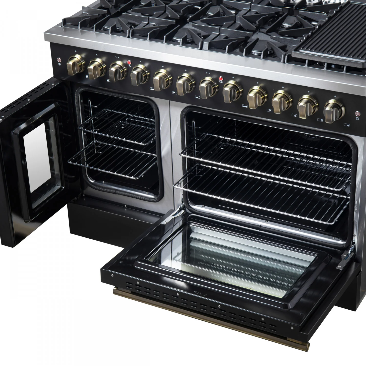 Forno Galiano 48" Black Freestanding Dual Fuel Double Oven Range with True Convection (6.58 Cu. Ft.) - FFSGS6356-48BLK - Image 11