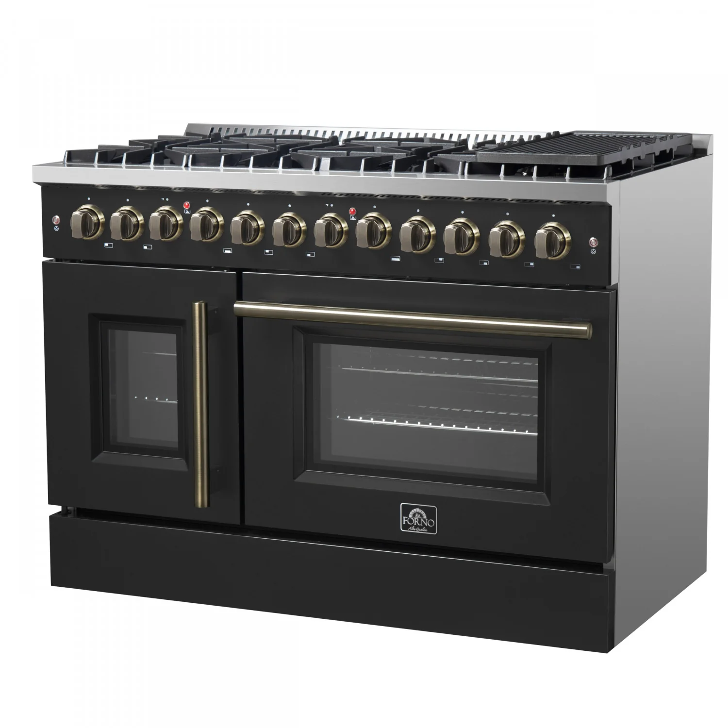 Forno Galiano 48" Black Freestanding Dual Fuel Double Oven Range with True Convection (6.58 Cu. Ft.) - FFSGS6356-48BLK - Image 8