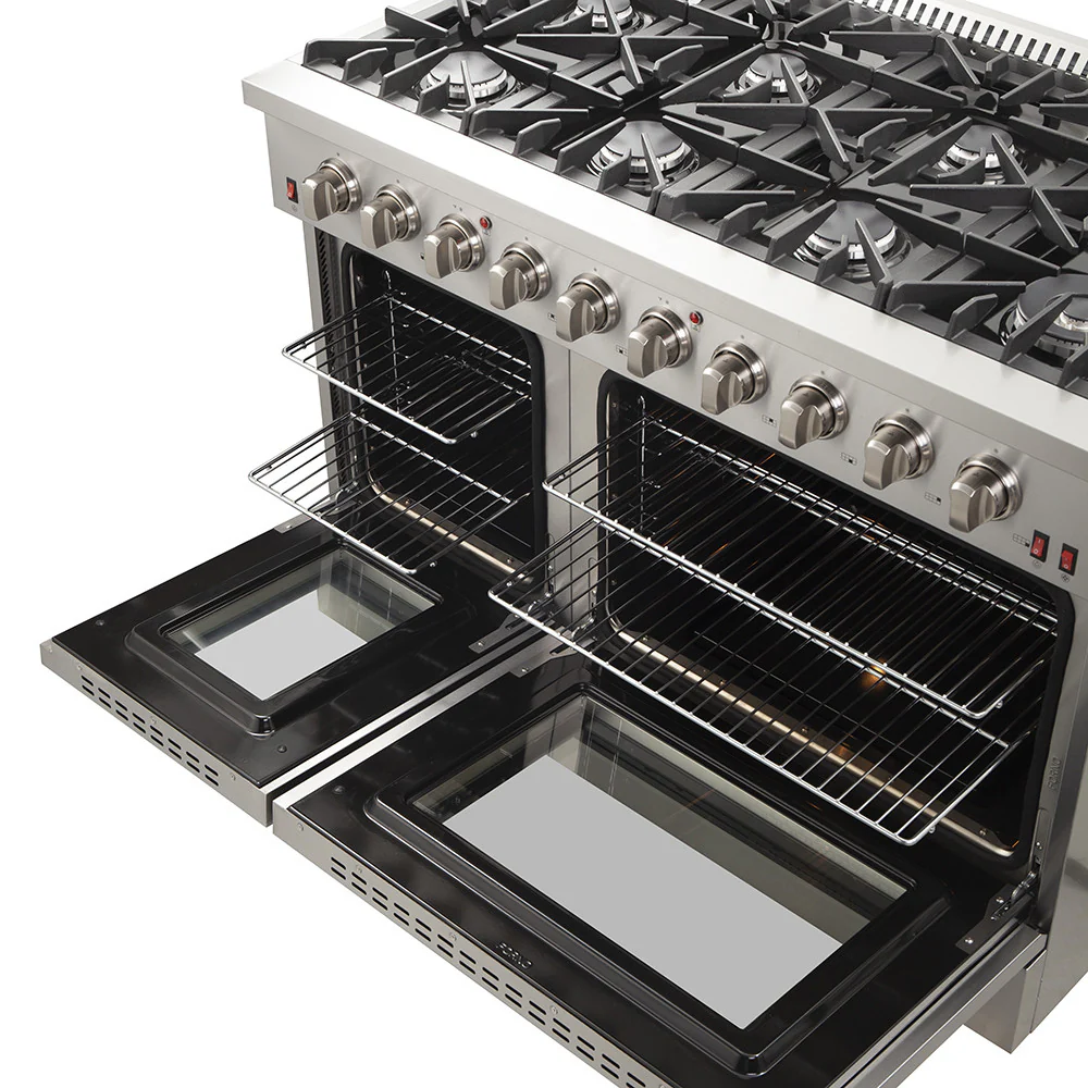 Forno Galiano 48" Stainless Steel Freestanding Double Oven Gas Range (6.58 Cu. Ft.) - FFSGS6244-48 - Image 9