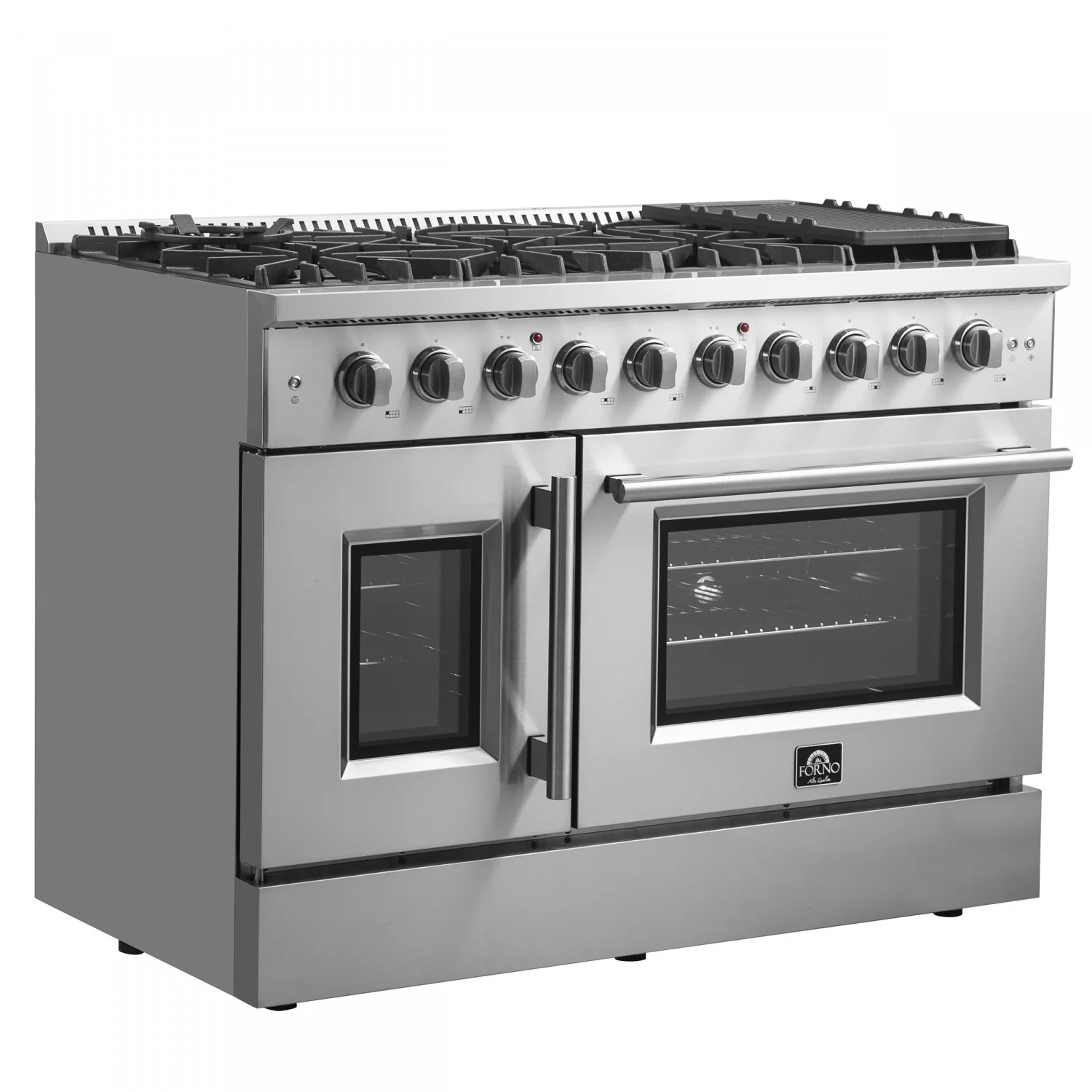 Forno Galiano 48" Stainless Steel Freestanding Double Oven Gas Range (6.58 Cu. Ft.) - FFSGS6444-48 - Image 3