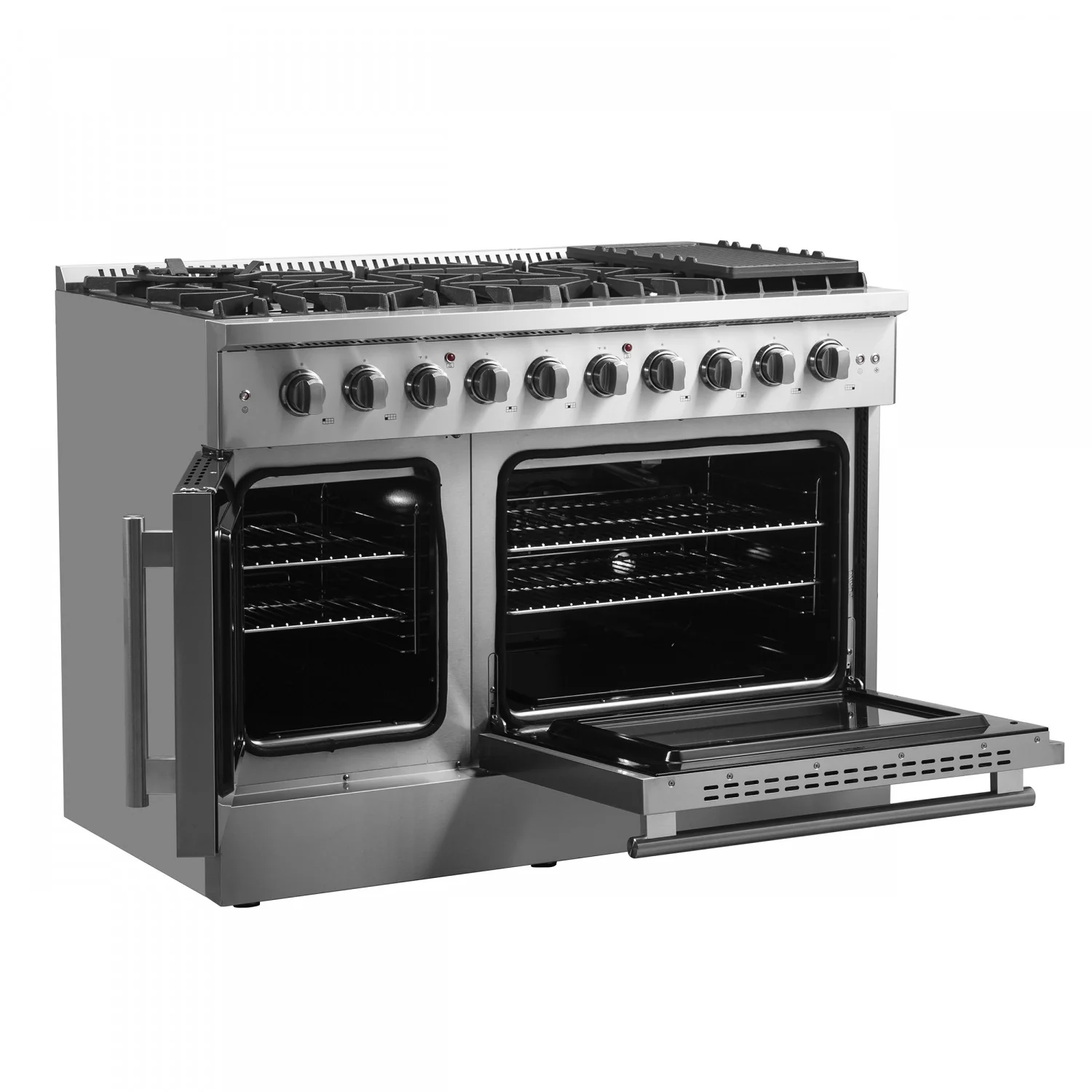Forno Galiano 48" Stainless Steel Freestanding Double Oven Gas Range (6.58 Cu. Ft.) - FFSGS6444-48 - Image 5