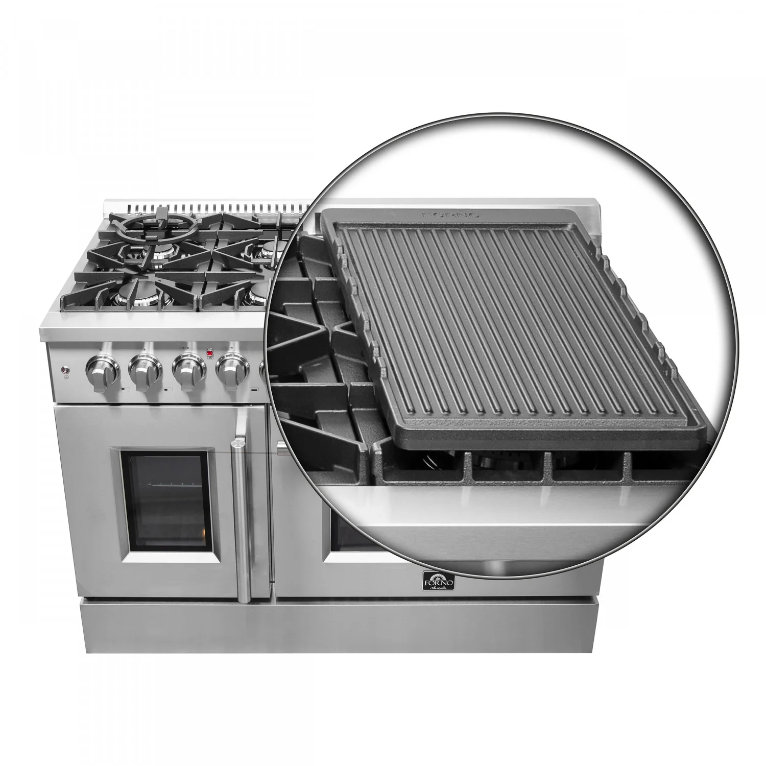 Forno Galiano 48" Stainless Steel Freestanding Dual Fuel Double Oven Range with True Convection (6.58 Cu. Ft.) - FFSGS6356-48 - Image 10