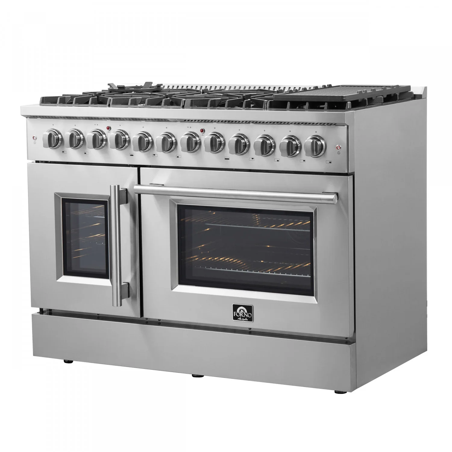 Forno Galiano 48" Stainless Steel Freestanding Dual Fuel Double Oven Range with True Convection (6.58 Cu. Ft.) - FFSGS6356-48 - Image 2