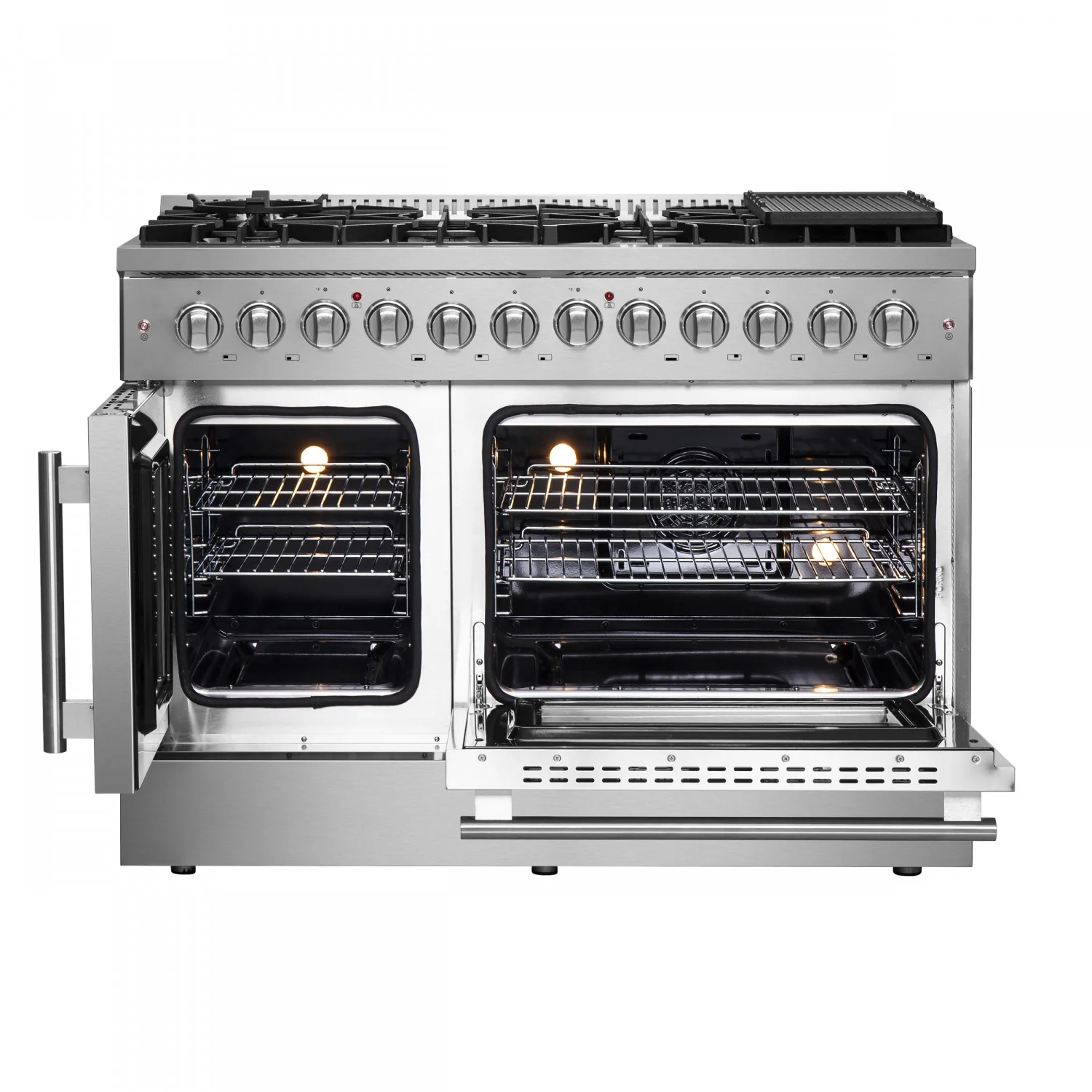 Forno Galiano 48" Stainless Steel Freestanding Dual Fuel Double Oven Range with True Convection (6.58 Cu. Ft.) - FFSGS6356-48 - Image 4