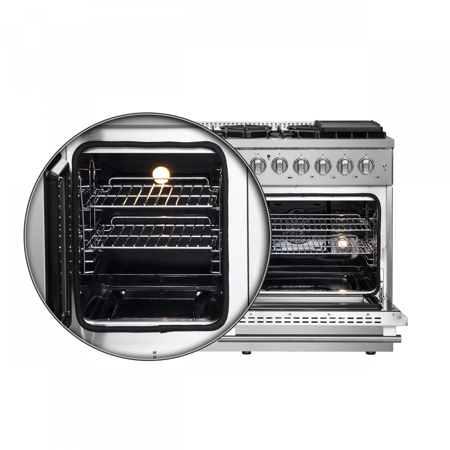 Forno Galiano 48" Stainless Steel Freestanding Dual Fuel Double Oven Range with True Convection (6.58 Cu. Ft.) - FFSGS6356-48 - Image 7