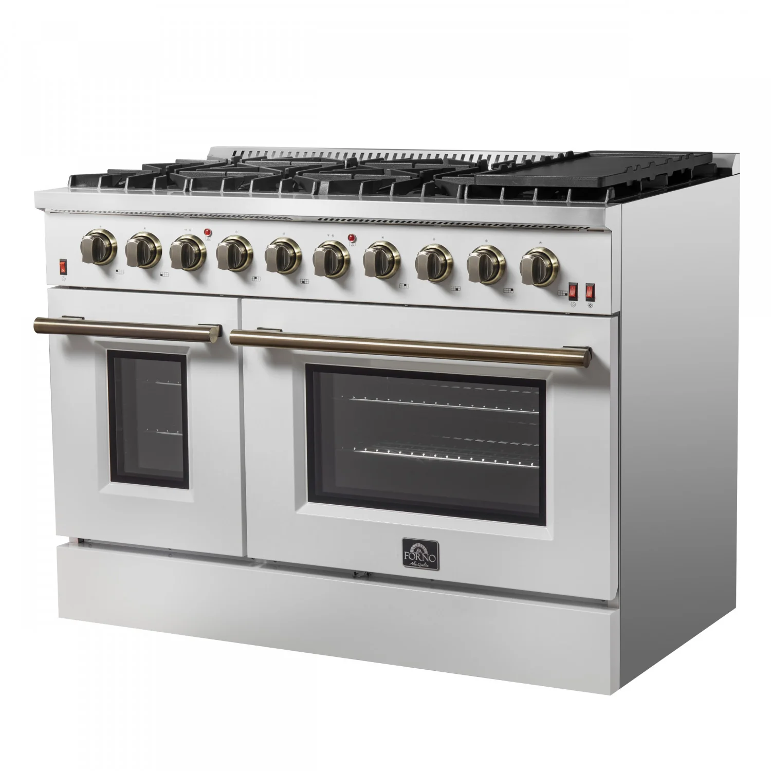 Forno Galiano 48" White Freestanding Double Oven Gas Range (6.58 Cu. Ft.) - FFSGS6244-48WHT - Image 11