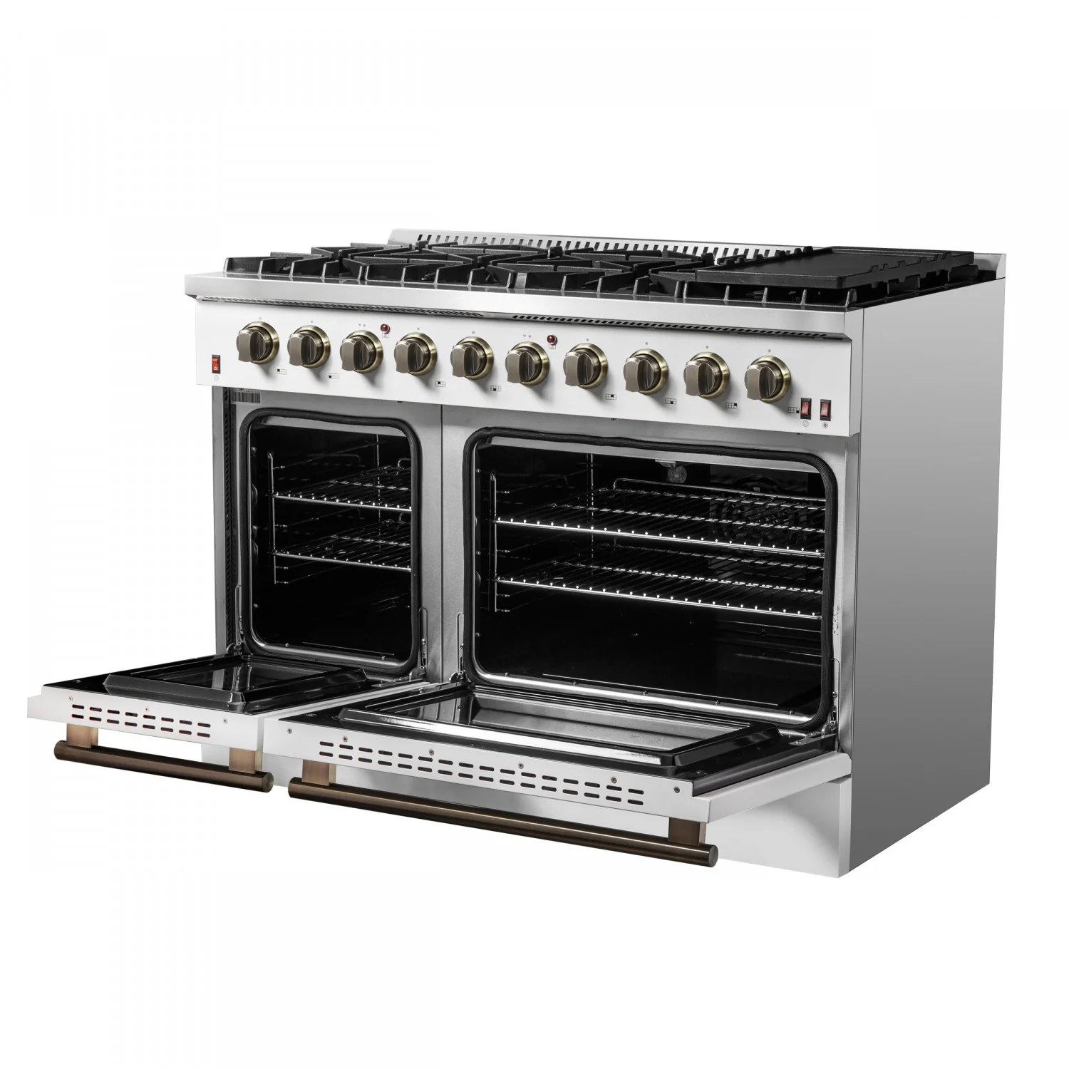 Forno Galiano 48" White Freestanding Double Oven Gas Range (6.58 Cu. Ft.) - FFSGS6244-48WHT - Image 14