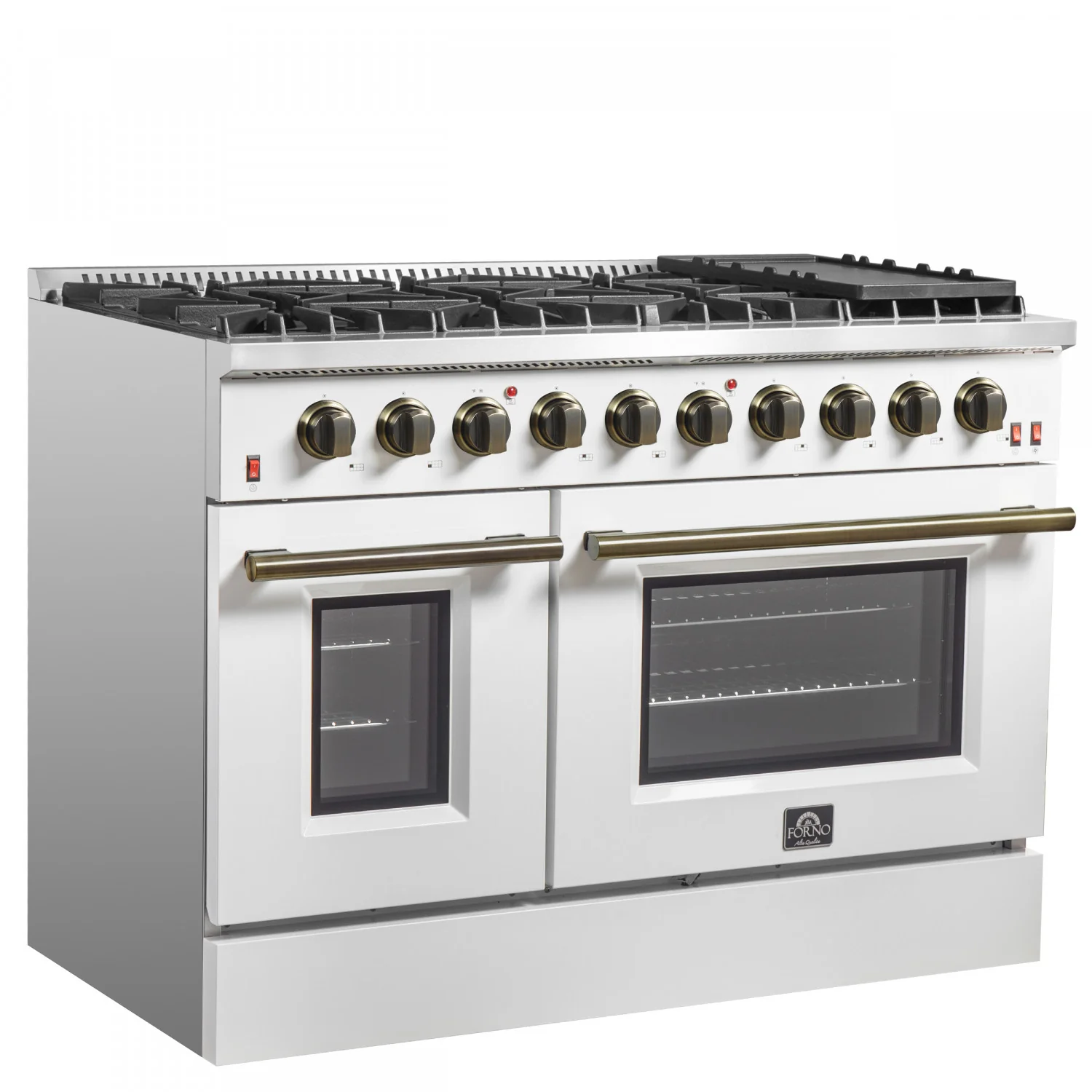 Forno Galiano 48" White Freestanding Double Oven Gas Range (6.58 Cu. Ft.) - FFSGS6244-48WHT - Image 9