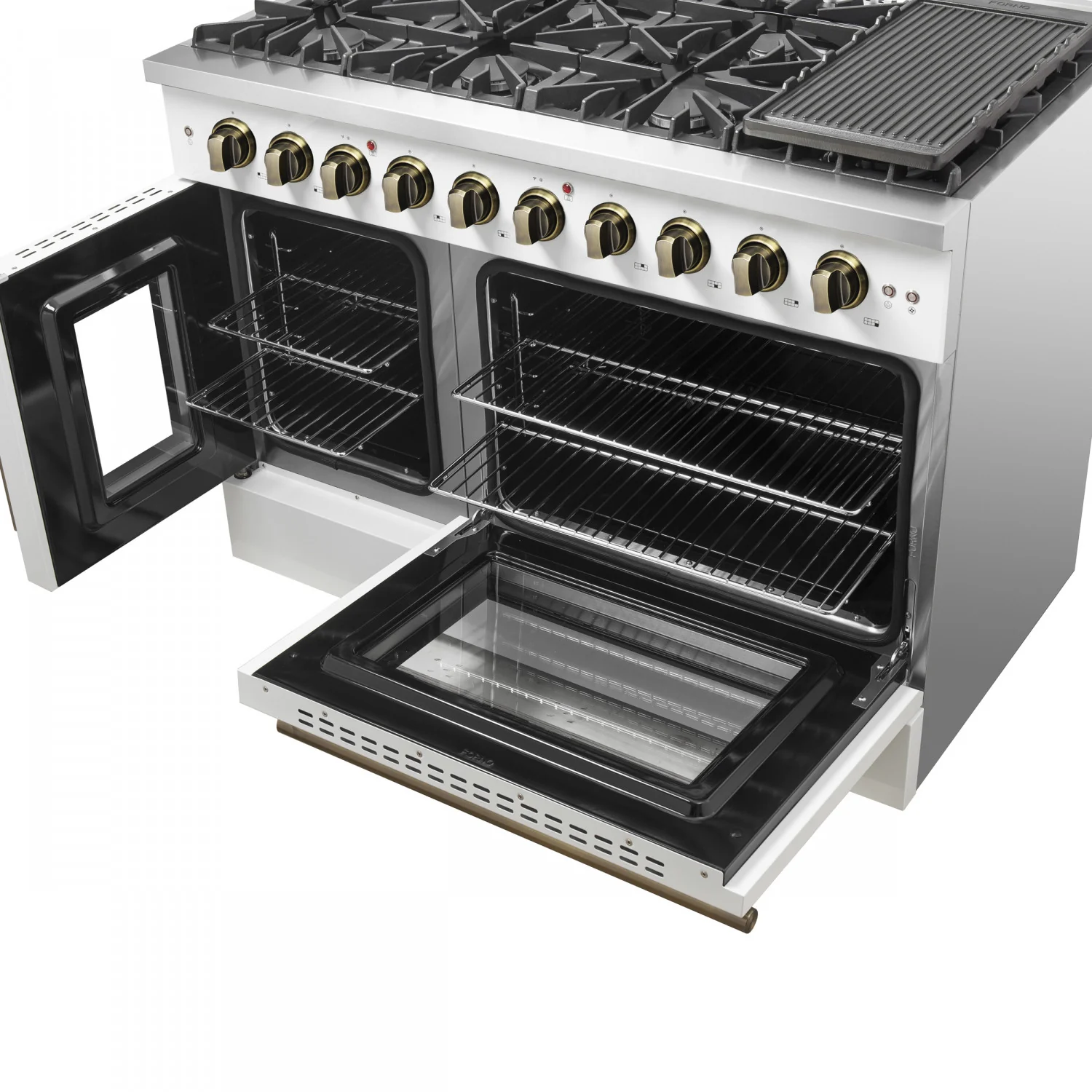 Forno Galiano 48" White Freestanding Double Oven Gas Range (6.58 Cu. Ft.) - FFSGS6444-48WHT - Image 14