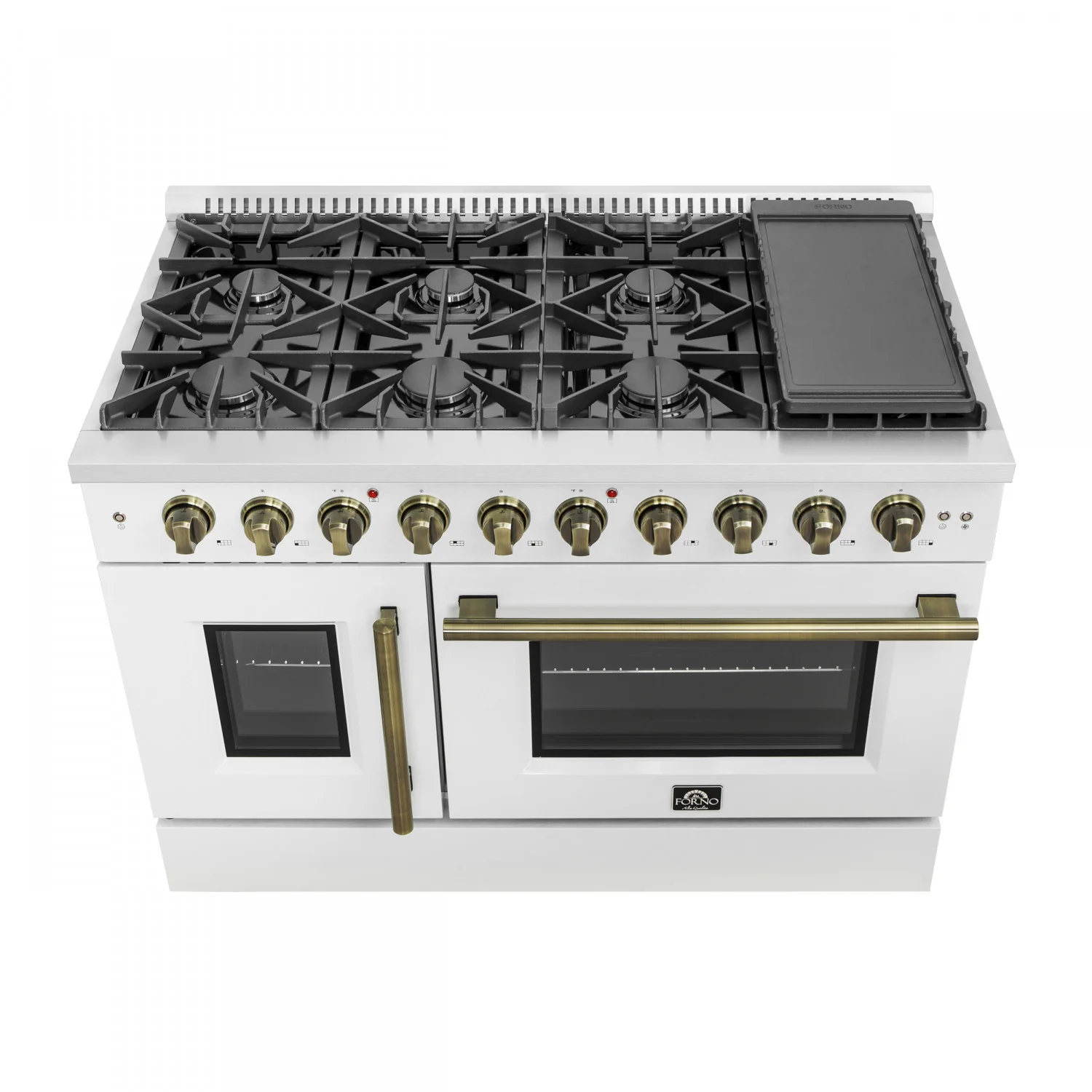 Forno Galiano 48" White Freestanding Double Oven Gas Range (6.58 Cu. Ft.) - FFSGS6444-48WHT - Image 4