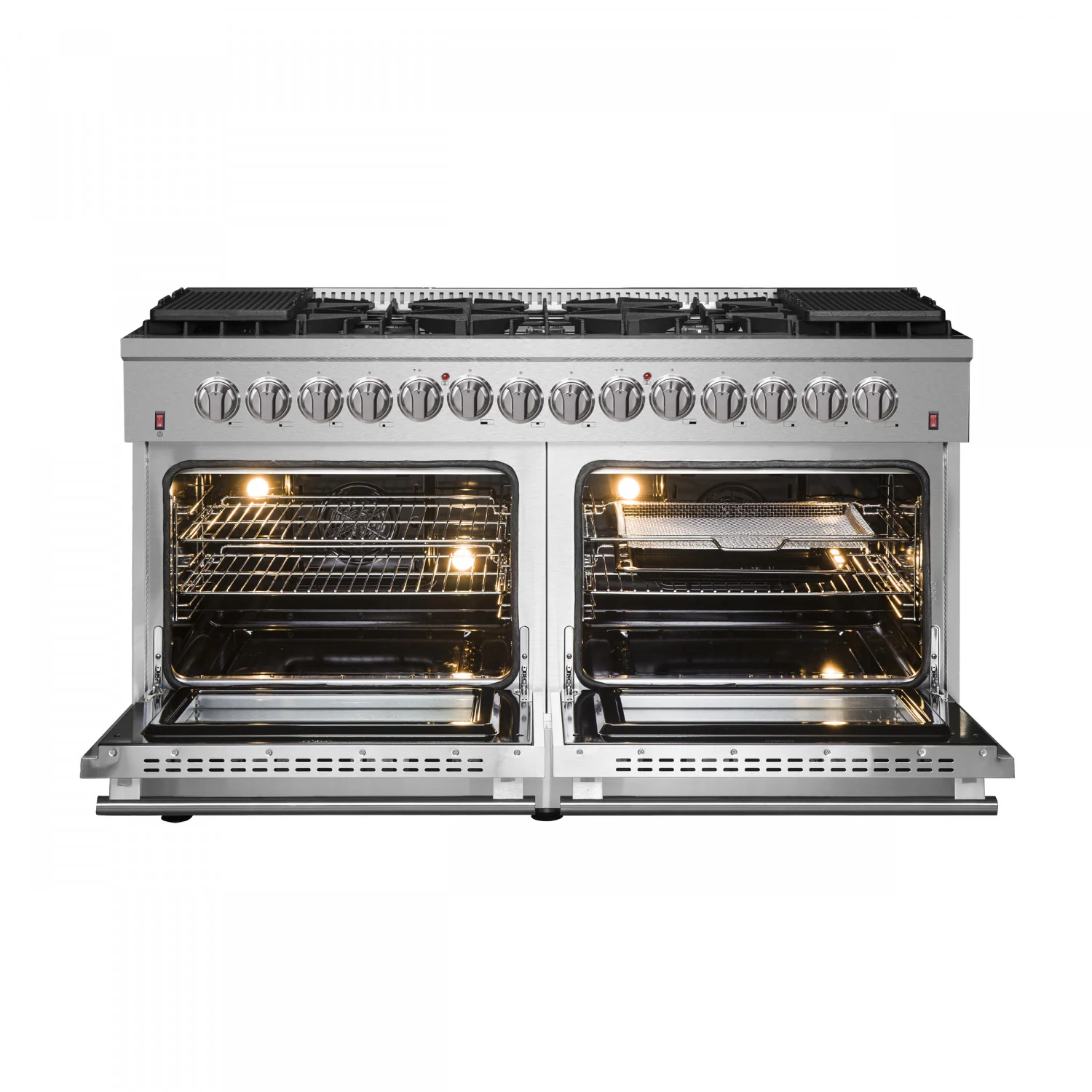 Forno Galiano 60" Stainless Steel Freestanding Dual Fuel Double Oven Range with True Convection (8.64 Cu. Ft.) - FFSGS6156-60 - Image 3