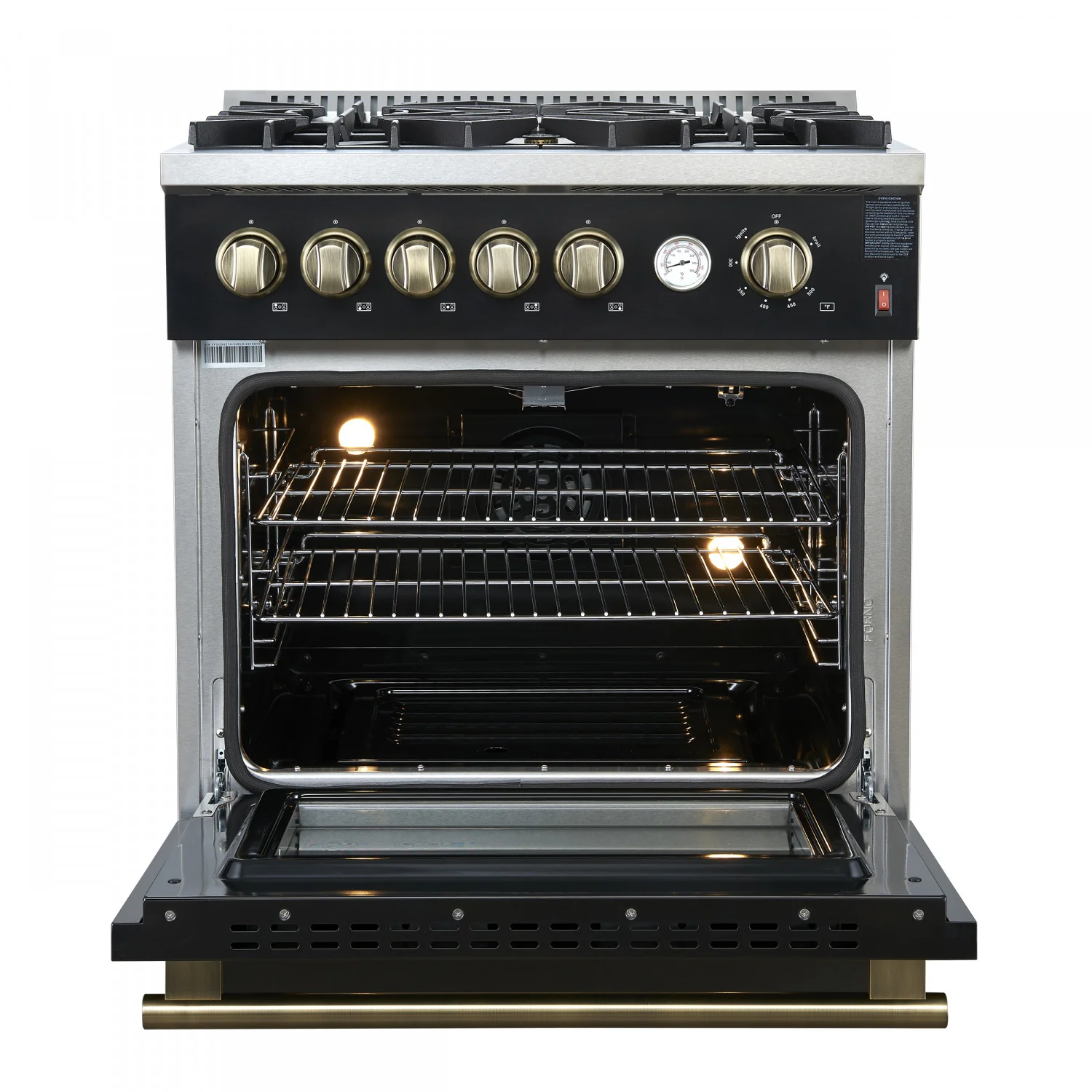 Forno Giovanni 30" Black Freestanding Gas Range (4.32 Cu. Ft.) - FFSGS6274-30BLK - Image 2