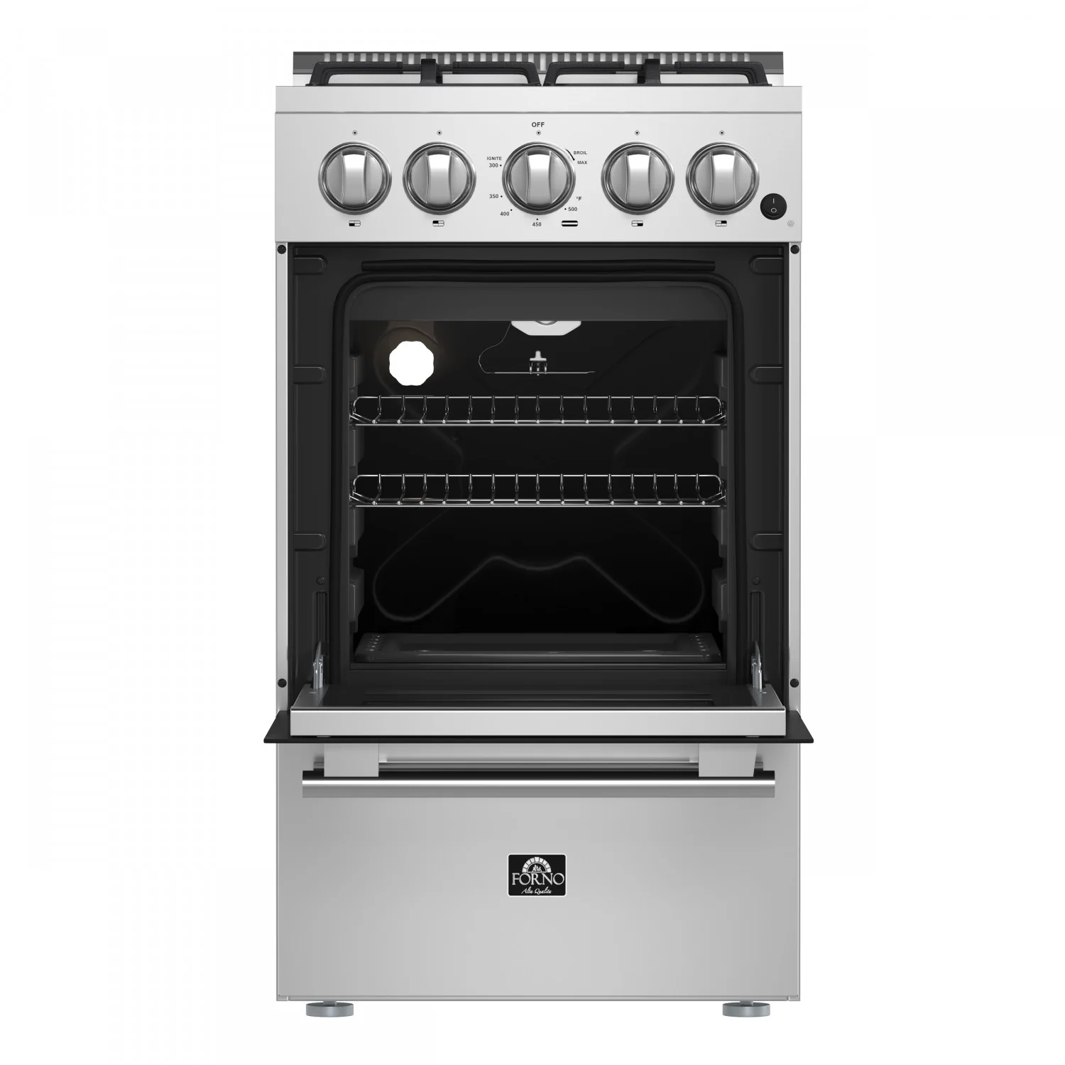 Forno Lamazze 20" Stainless Steel Freestanding Gas Range (2.05 Cu. Ft.) - FFSGS6265-20 - Image 2
