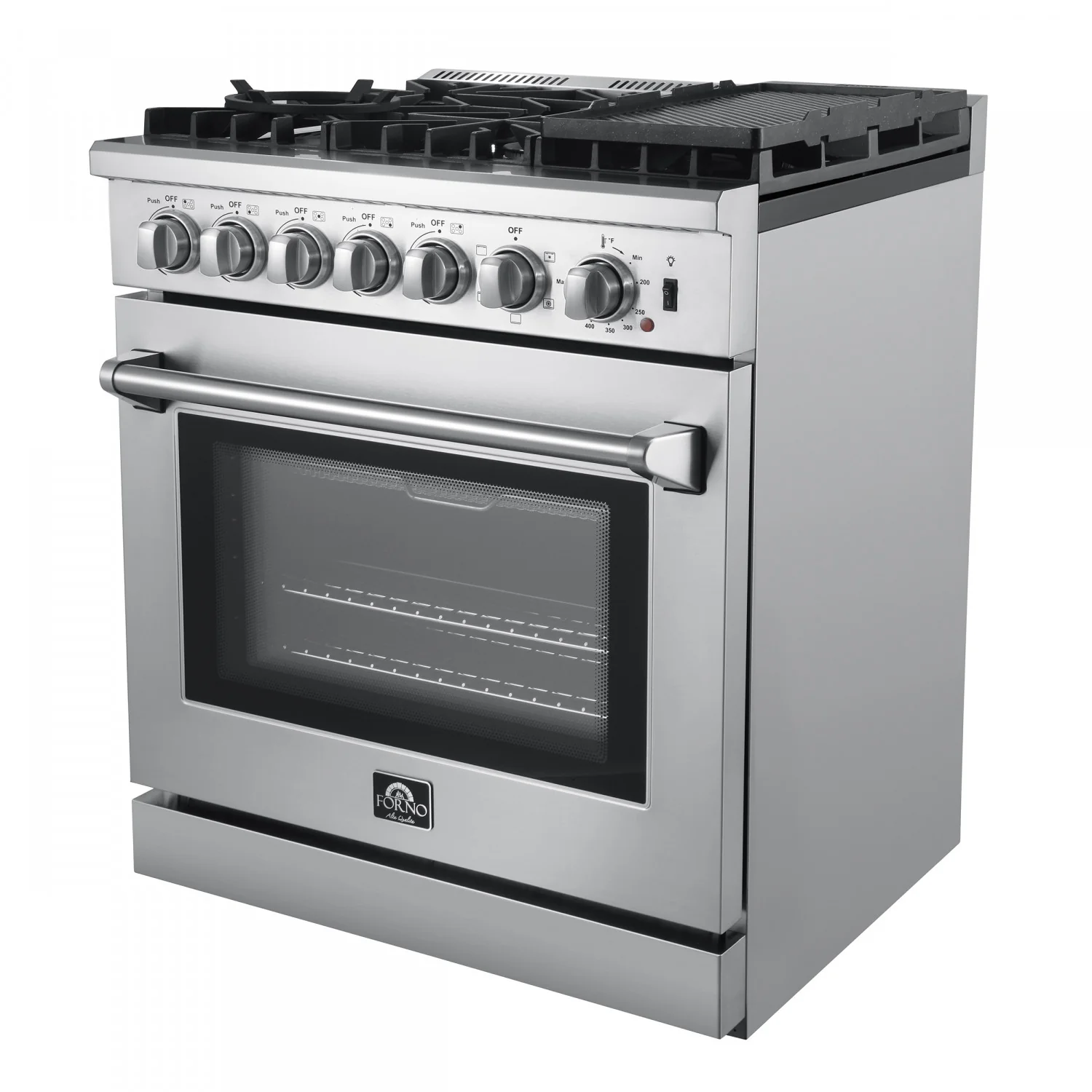 Forno Lazio Stainless Steel Dual Fuel Range with True Convection and Air Fry (4.32 Cu. Ft.) - FFSGS6196-30 - Image 2