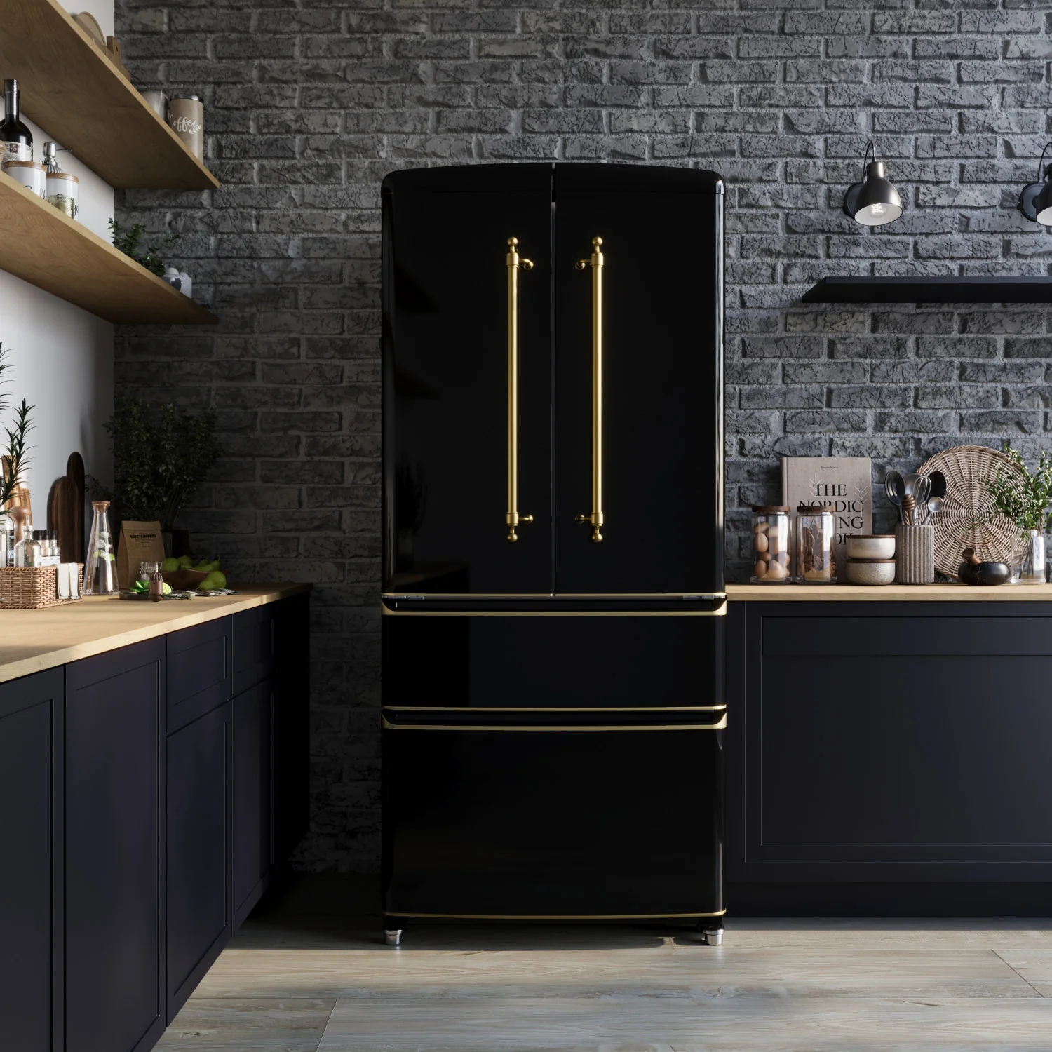 Forno Luigi 33" 18 Cu.Ft. Black French Door Refrigerator - FFFFD1791-33BLK - Image 14