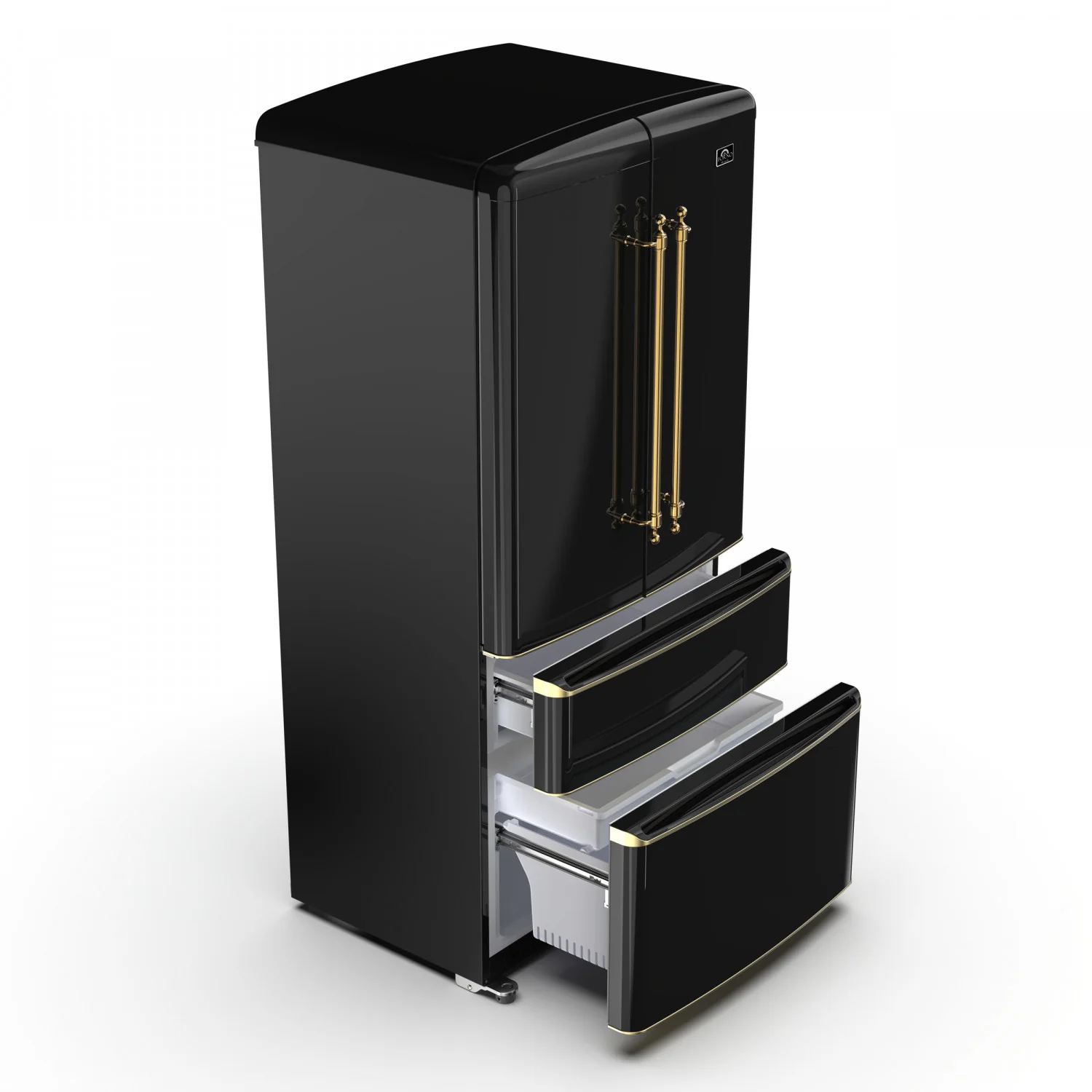 Forno Luigi 33" 18 Cu.Ft. Black French Door Refrigerator - FFFFD1791-33BLK - Image 5