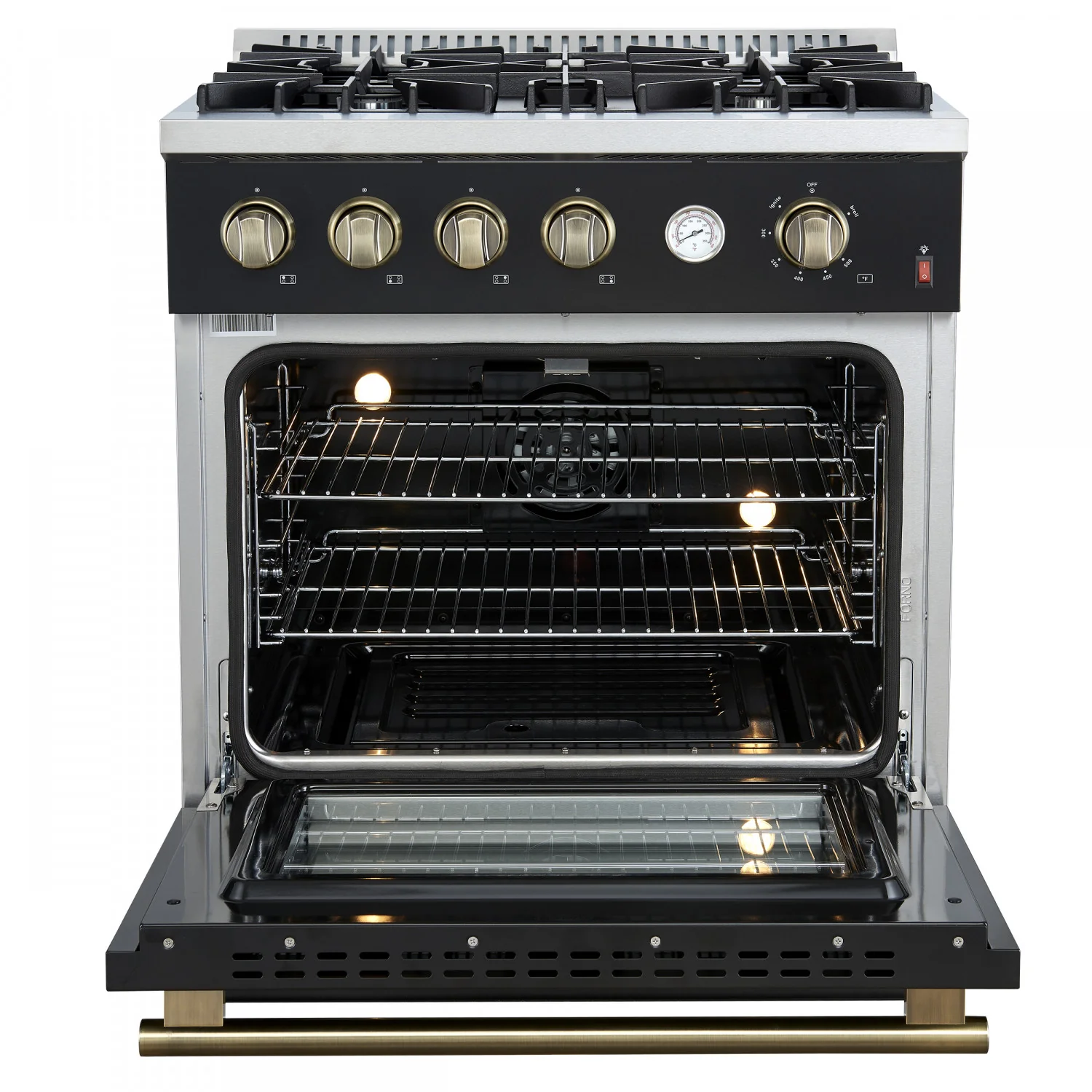 Forno Marco 30" Black Freestanding Gas Range (4.32 Cu. Ft.) - FFSGS6277-30BLK - Image 2