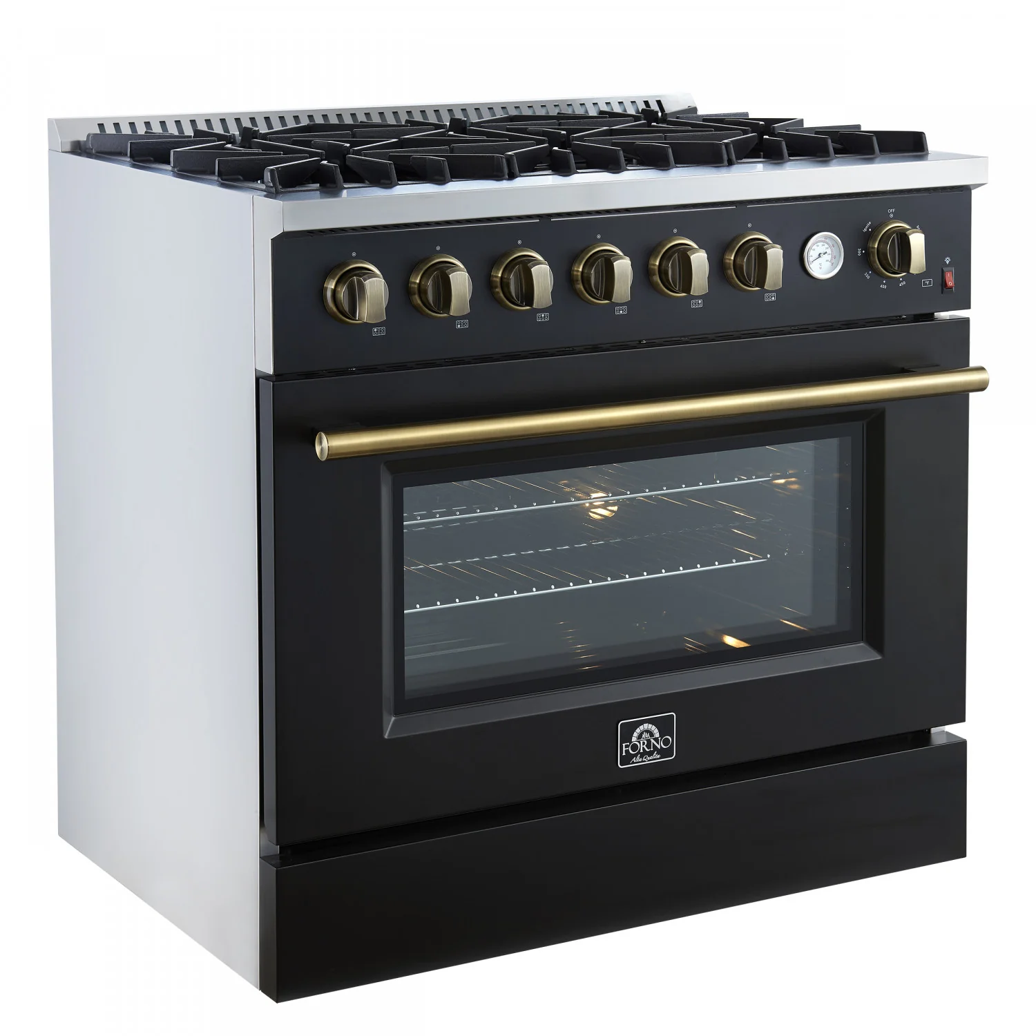 Forno Marco 36" Black Freestanding Gas Range (5.36 Cu. Ft.) - FFSGS6277-36BLK - Image 8