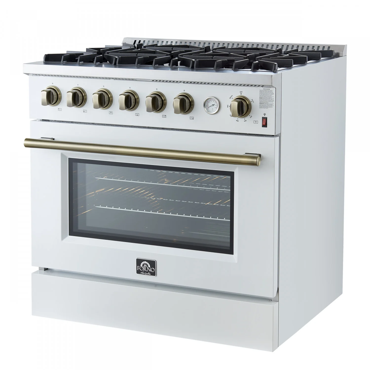 Forno Marco 36" White Freestanding Gas Range (5.36 Cu. Ft.) - FFSGS6277-36WHT - Image 8