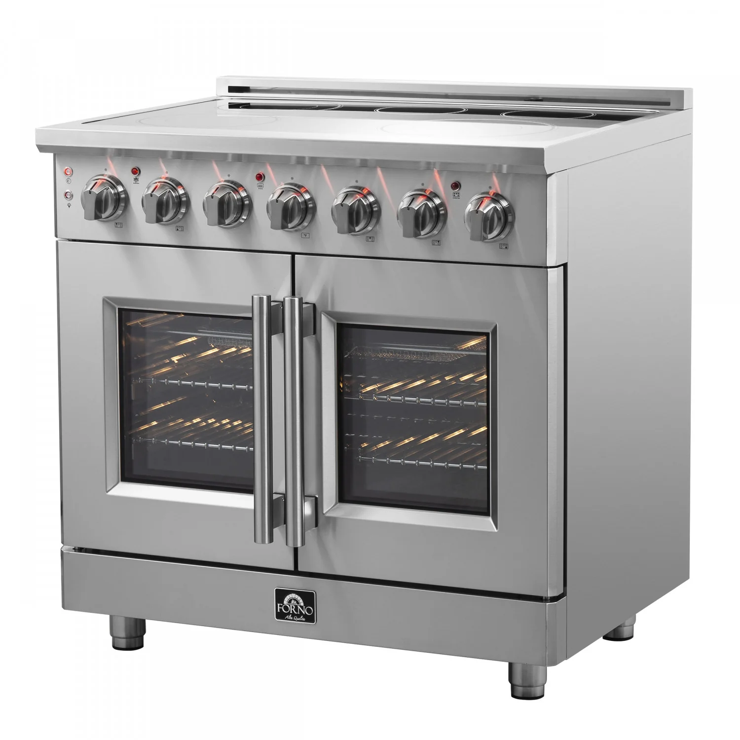Forno Massimo 36" Stainless Steel French Door Electric Range with True Convection and Air Fry (5.36 Cu. Ft) - FFSEL6955-36 - Image 3