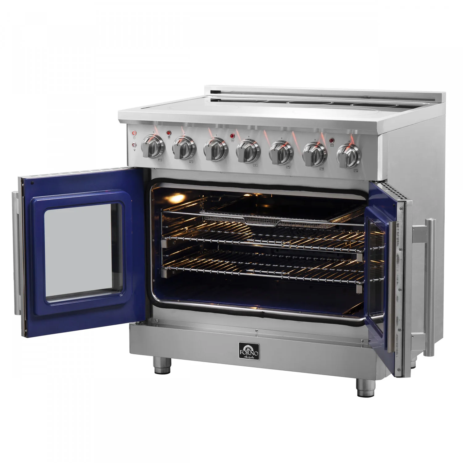 Forno Massimo 36" Stainless Steel French Door Electric Range with True Convection and Air Fry (5.36 Cu. Ft) - FFSEL6955-36 - Image 5
