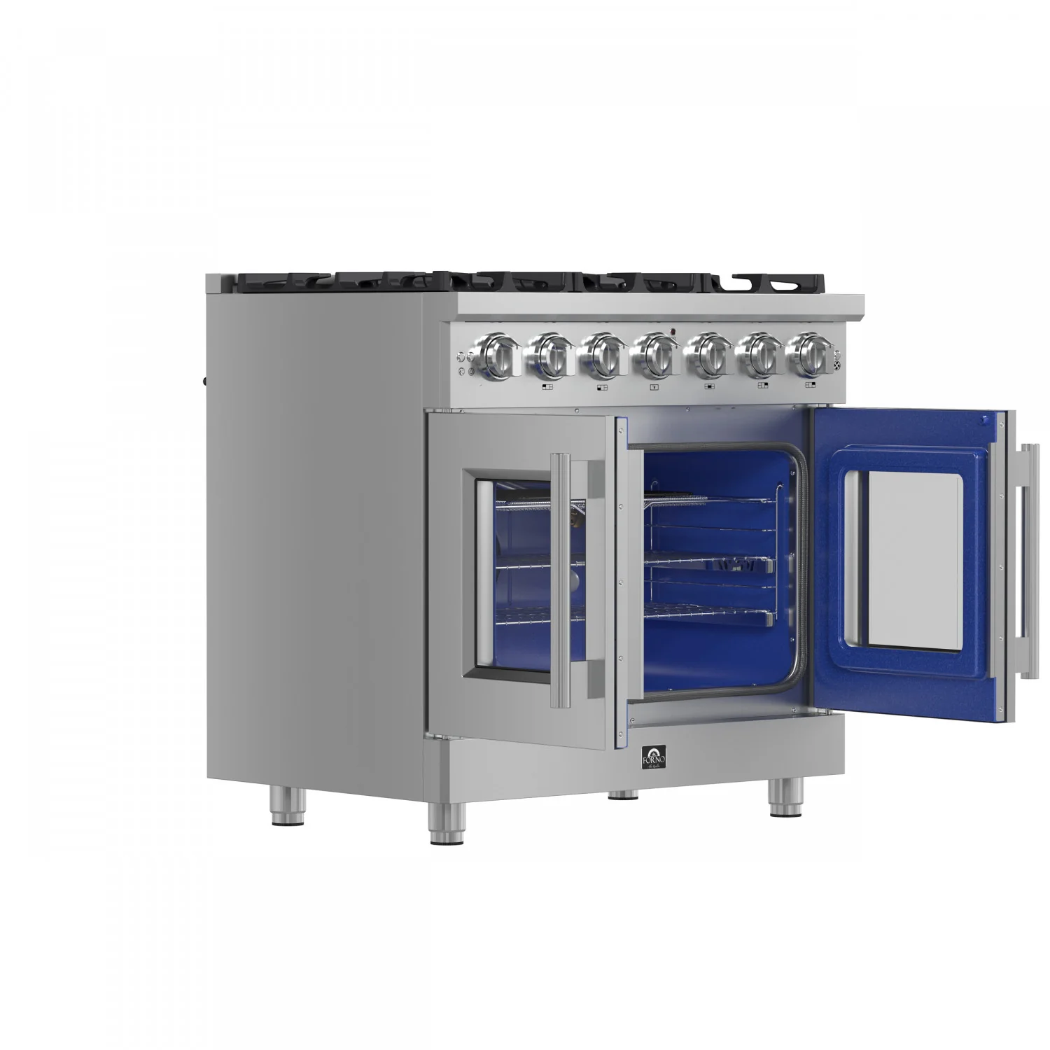 Forno Massimo 36" Stainless Steel French Door Freestanding Gas Range (5.36 Cu. Ft.) - FFSGS6439-36 - Image 4