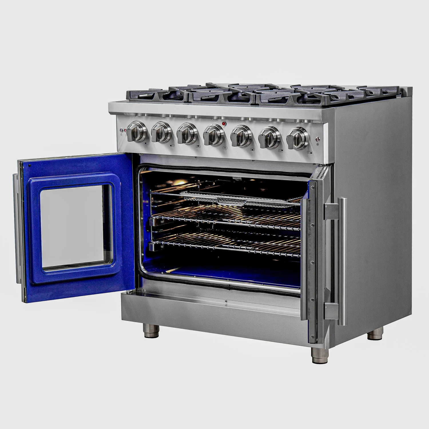 Forno Massimo 36" Stainless Steel French Door Freestanding Gas Range (5.36 Cu. Ft.) - FFSGS6439-36 - Image 8