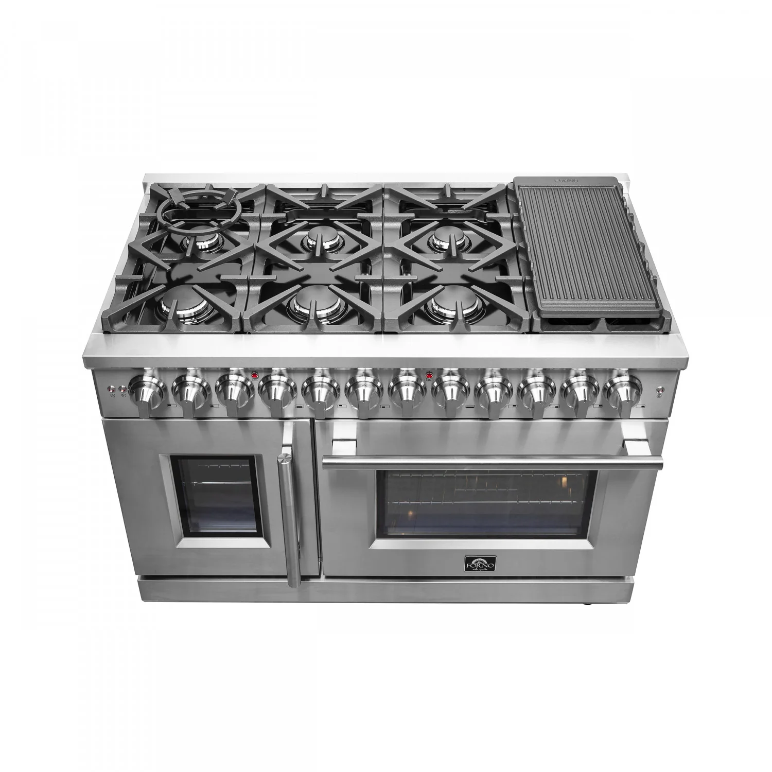 Forno Massimo 48" Stainless Steel Freestanding Dual Fuel Double Oven Range with Air Fry (6.58 Cu. Ft.) - FFSGS6325-48 - Image 6
