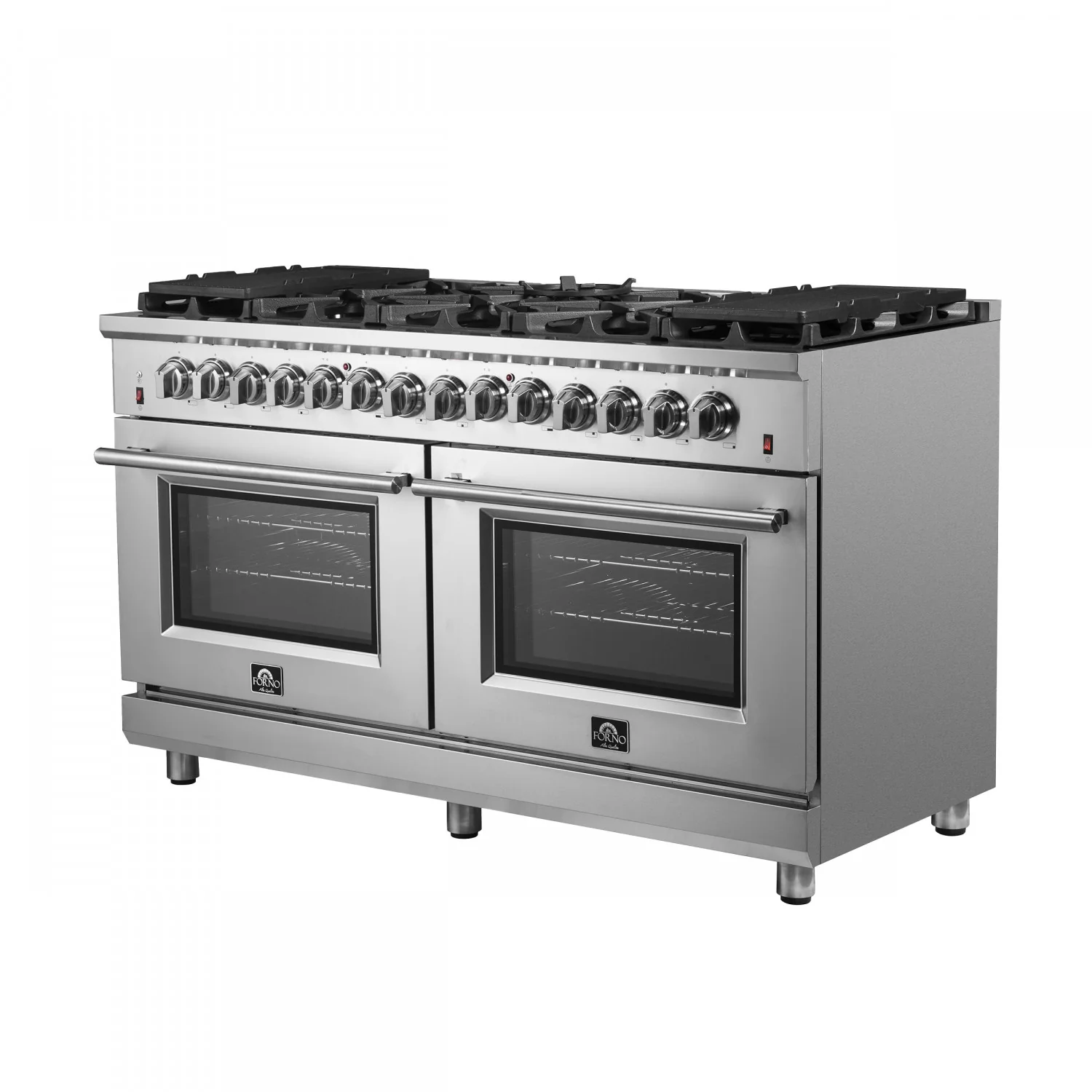Forno Massimo 60" Stainless Steel Freestanding Dual Fuel Double Oven Range with True Convection and Air Fry (8.64 Cu. Ft.) - FFSGS6125-60 - Image 4