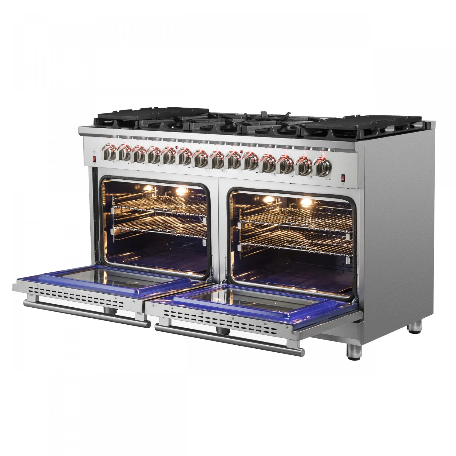 Forno Massimo 60" Stainless Steel Freestanding Dual Fuel Double Oven Range with True Convection and Air Fry (8.64 Cu. Ft.) - FFSGS6125-60 - Image 5