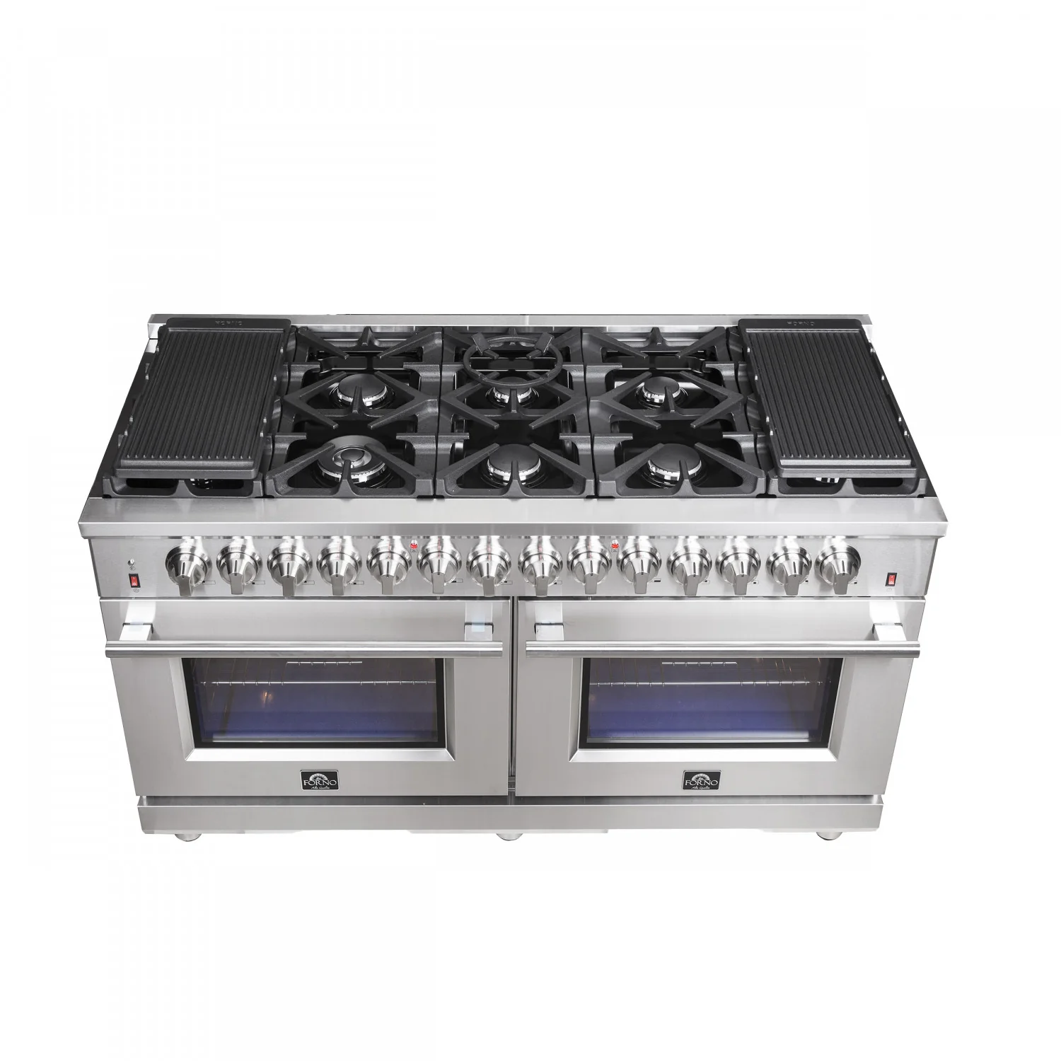 Forno Massimo 60" Stainless Steel Freestanding Dual Fuel Double Oven Range with True Convection and Air Fry (8.64 Cu. Ft.) - FFSGS6125-60 - Image 6