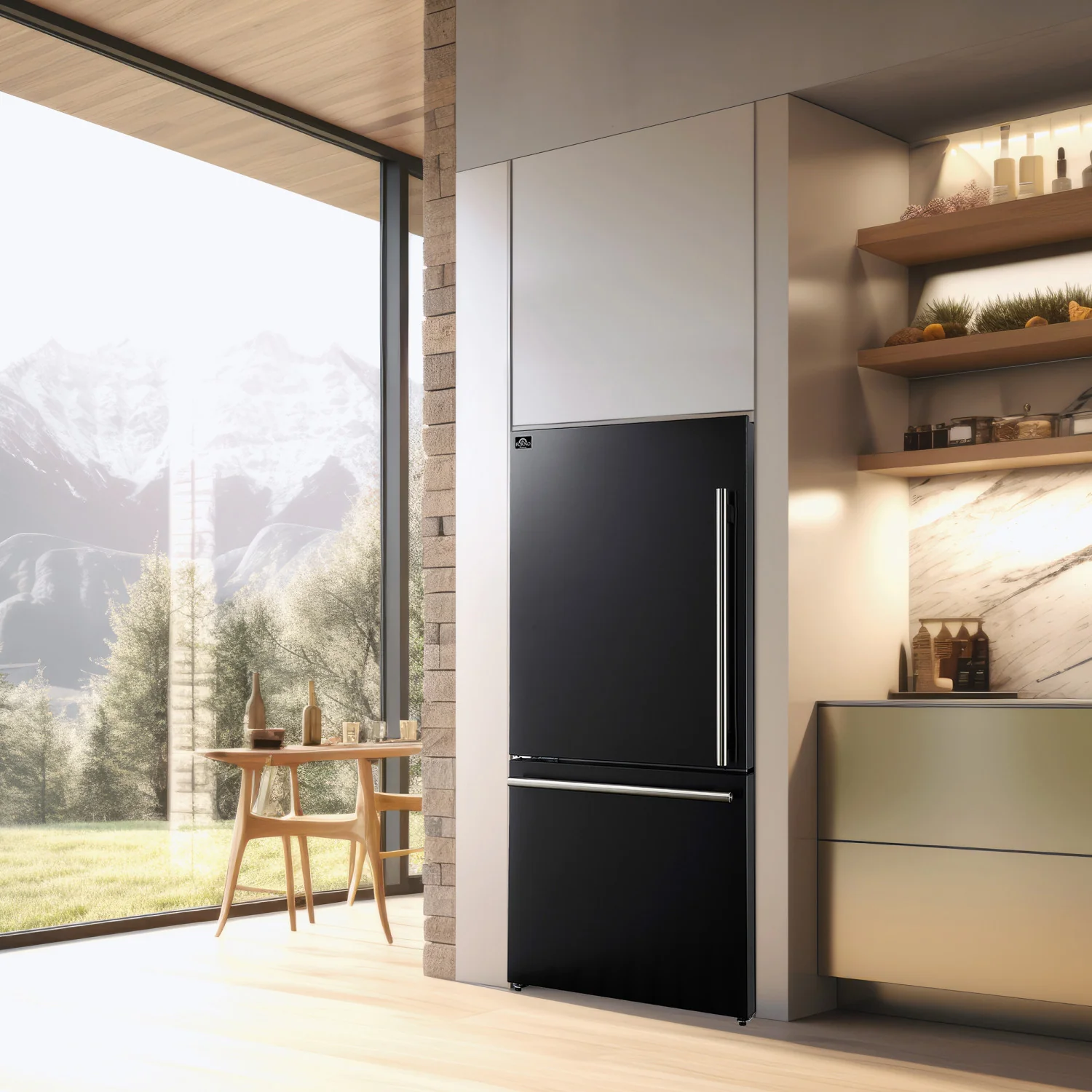 Forno Milano 31" 17.2 Cu.Ft. Black Bottom Freezer Refrigerator with Left Swing Door - FFFFD1786-31BLK - Image 7