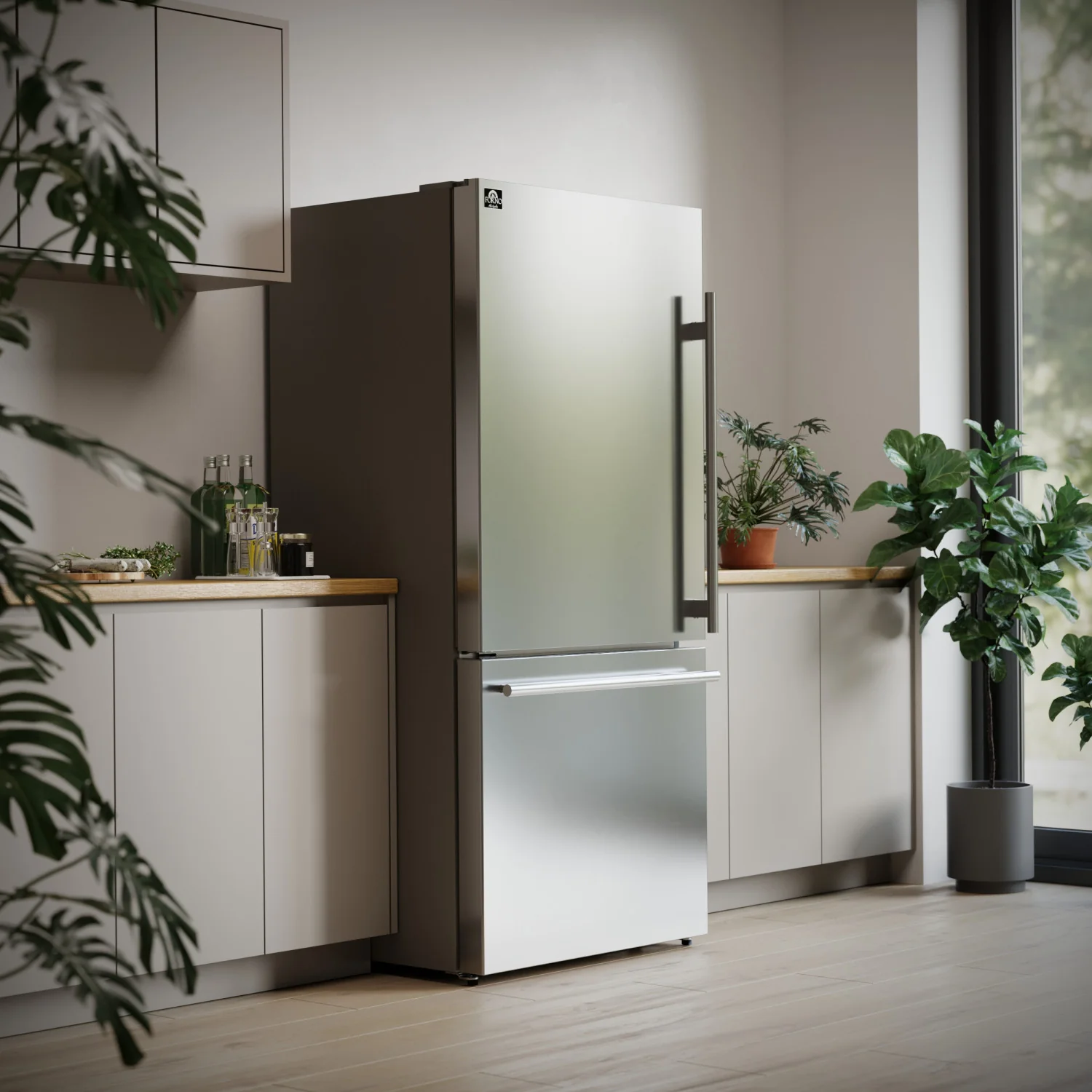 Forno Milano 31" 17.2 Cu.Ft. Stainless Steel Bottom Freezer Refrigerator with Left Swing Door - FFFFD1786-31S - Image 2