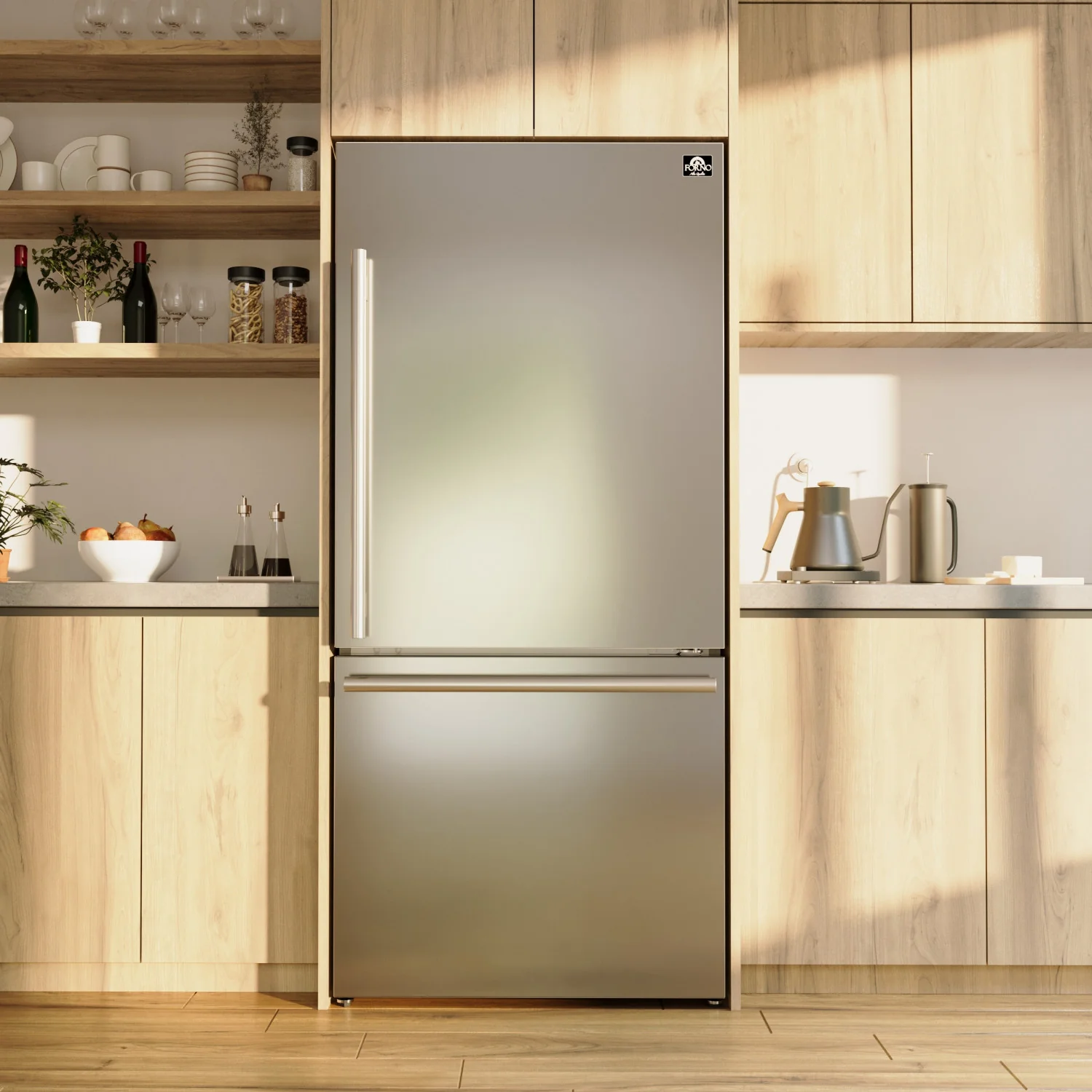 Forno Milano 31" 17.2 Cu.Ft. Stainless Steel Bottom Freezer Refrigerator with Right Swing Door - FFFFD1785-31S - Image 7
