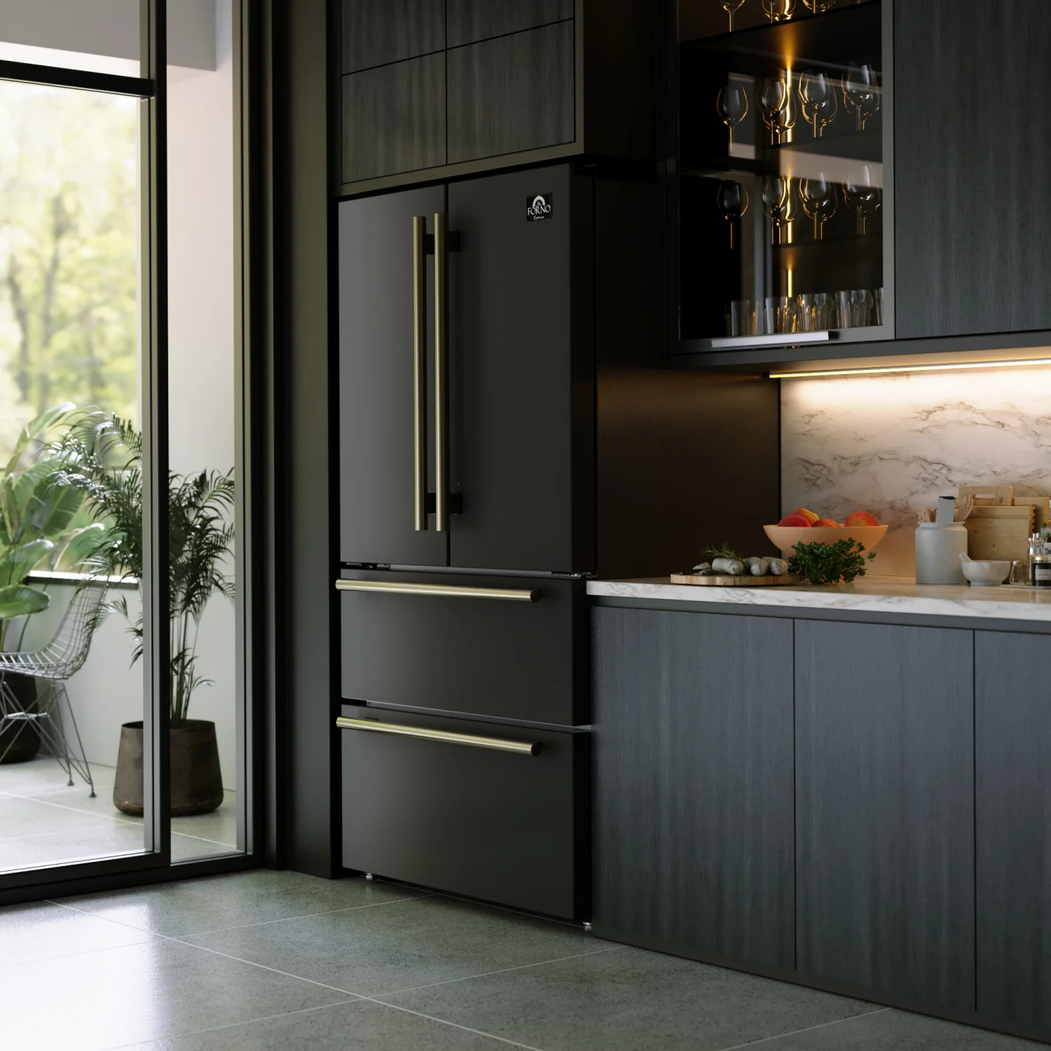 Forno Moena 36" 19.2 Cu.Ft. Black Counter-Depth French Door Refrigerator with Ice Maker - FFRBI1820-36BLK - Image 18