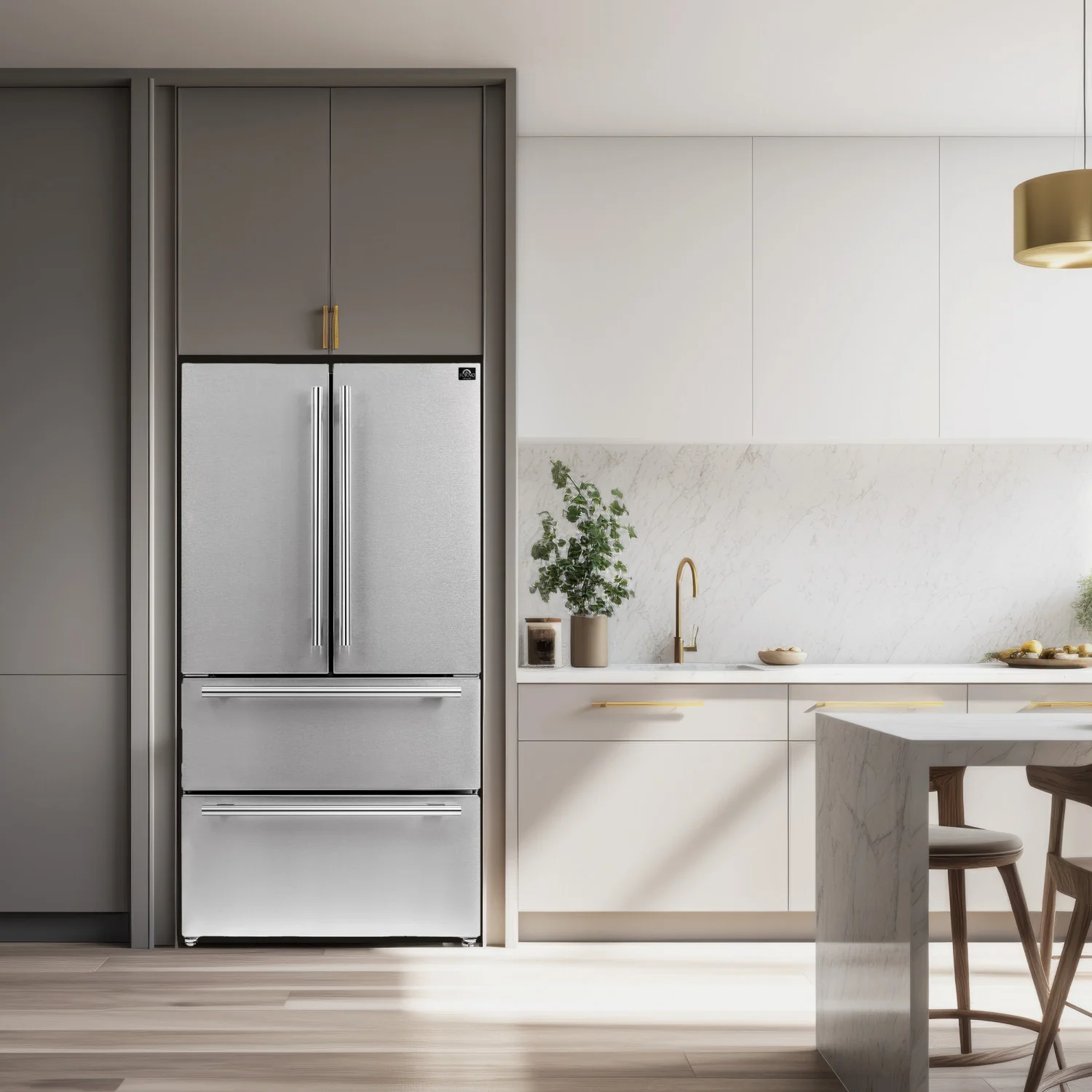 Forno Moena 36" 19.2 Cu.Ft. Stainless Steel Counter-Depth French Door Refrigerator with Ice Maker - FFRBI1820-36SB - Image 18