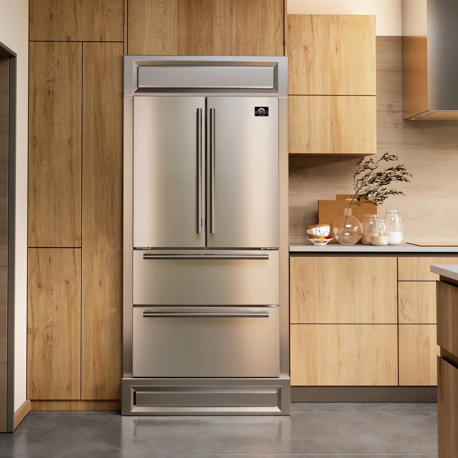 Forno Moena 40" 19.2 Cu.Ft. Stainless Steel Built-In French Door Refrigerator with Ice Maker - FFRBI1820-40MG - Image 20