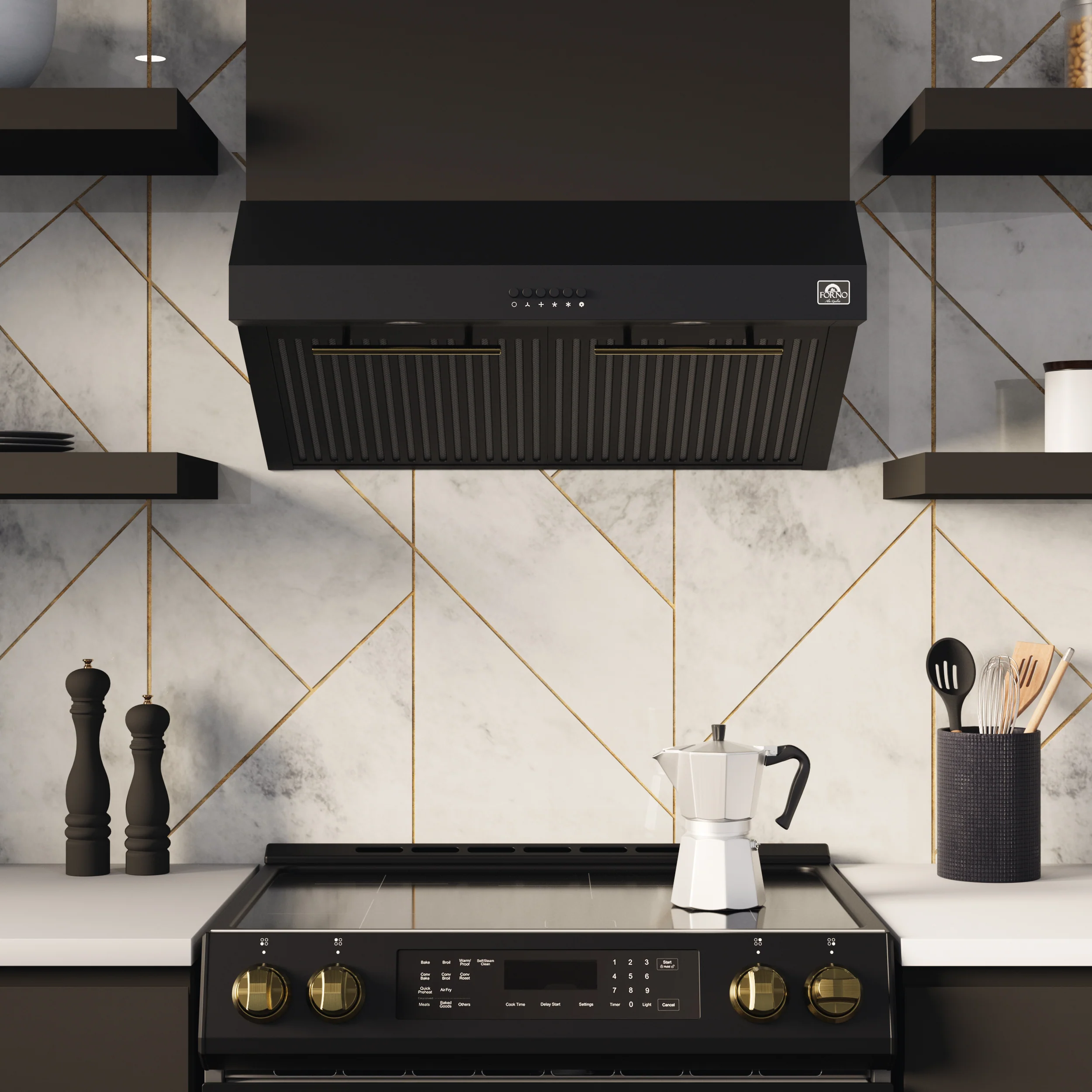 Forno Premium Black Kitchen Package with Range and Range Hood - FBDL-002-02CA - Image 6