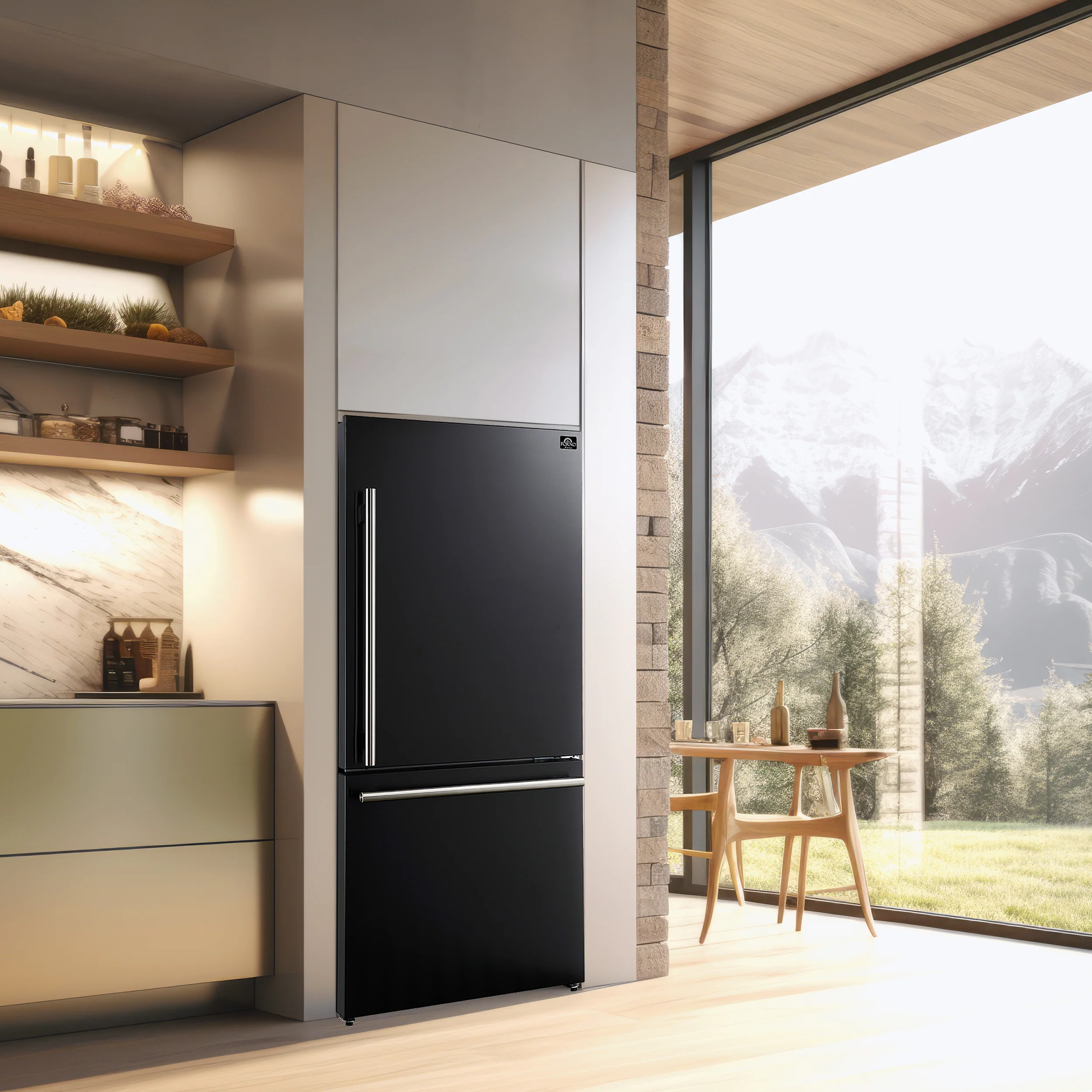 Forno Premium Black Kitchen Package with Range, Bottom Freezer Refrigerator and Range Hood - FBDL-001-02CA - Image 5