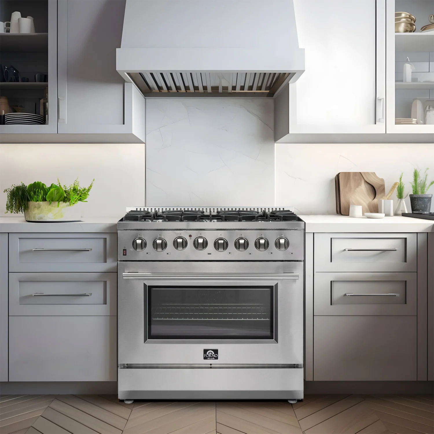 Forno Premium Stainless Steel Kitchen Package with 36" Dual Fuel Range, French Door Refrigerator and Dishwasher - FBDL-004-02CAUS - Image 3