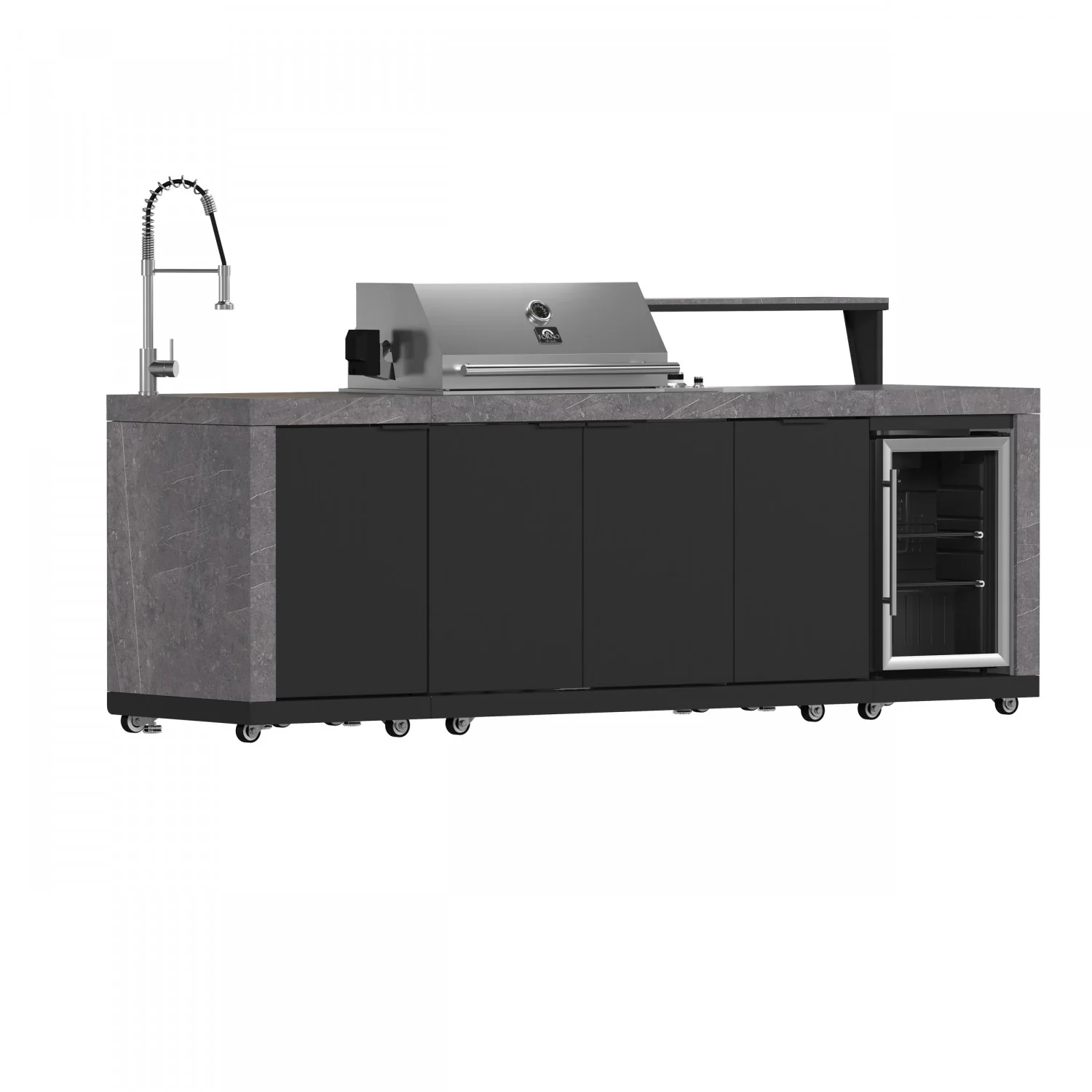 Forno Rimini Gray Countertop Outdoor Kitchen with 30" 62,600 BTU BBQ and Beverage Centre - FODKT2544BLK - Image 2