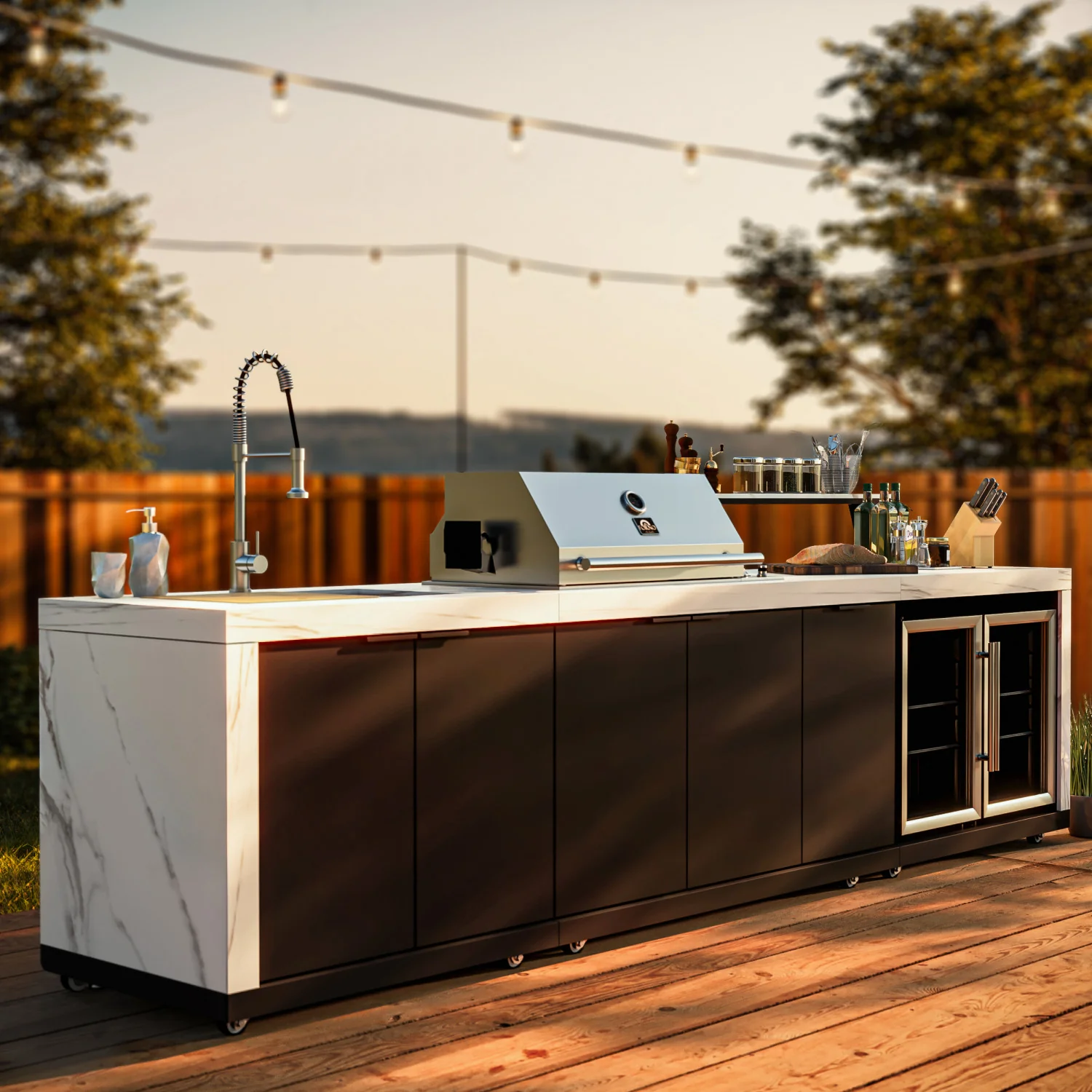 Forno Rimini White Countertop Outdoor Kitchen with 30" 62,600 BTU BBQ and 2 Beverage Centres (4.8 Cu. Ft.) - FODKT2575WHT - Image 24