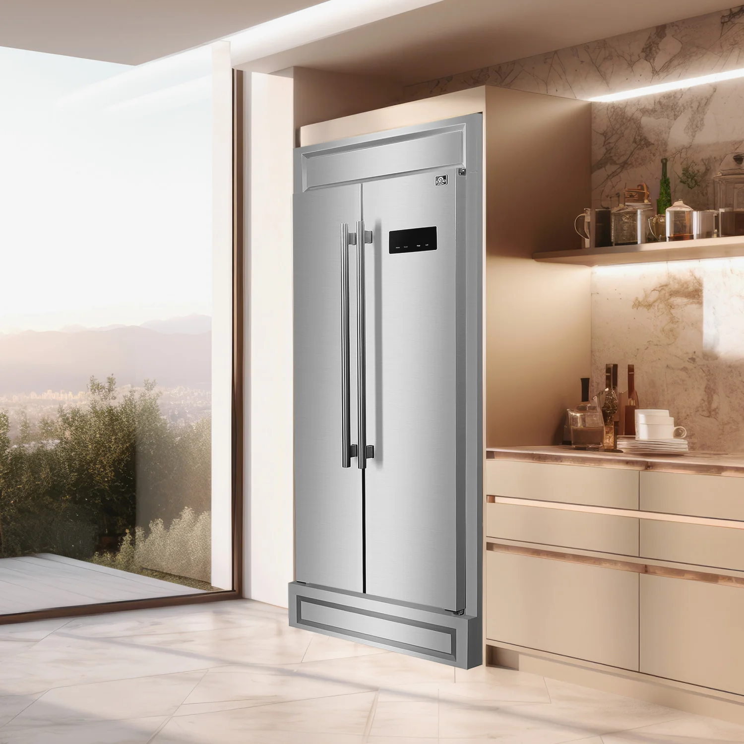 Forno Salerno 33" 15.6 Cu.Ft. Stainless Steel Built-in Side-by-Side Refrigerator - FFRBI1805-37MG - Image 17