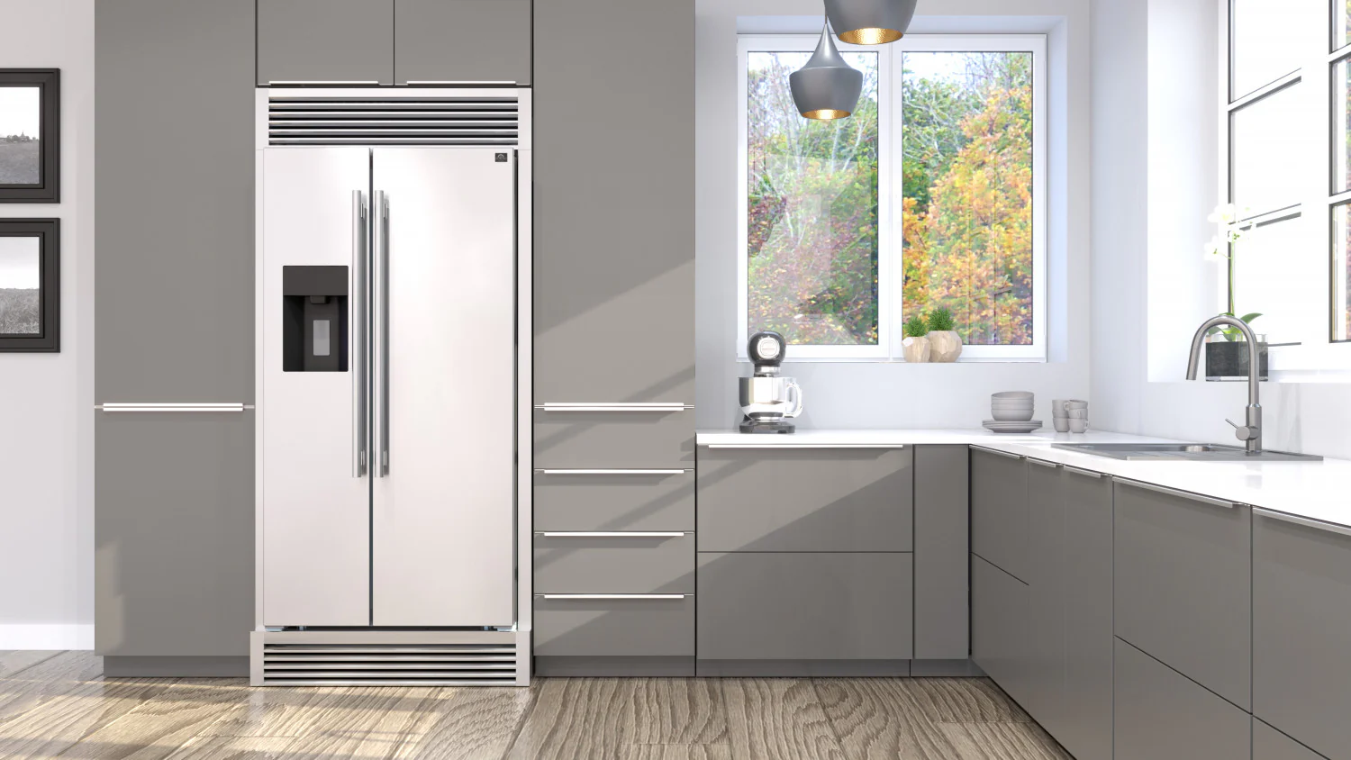 Forno Salerno 40" 20 Cu.Ft. Stainless Steel Built-In Side-by-Side Refrigerator with Ice & Water Dispenser - FFRBI1844-40MG - Image 5